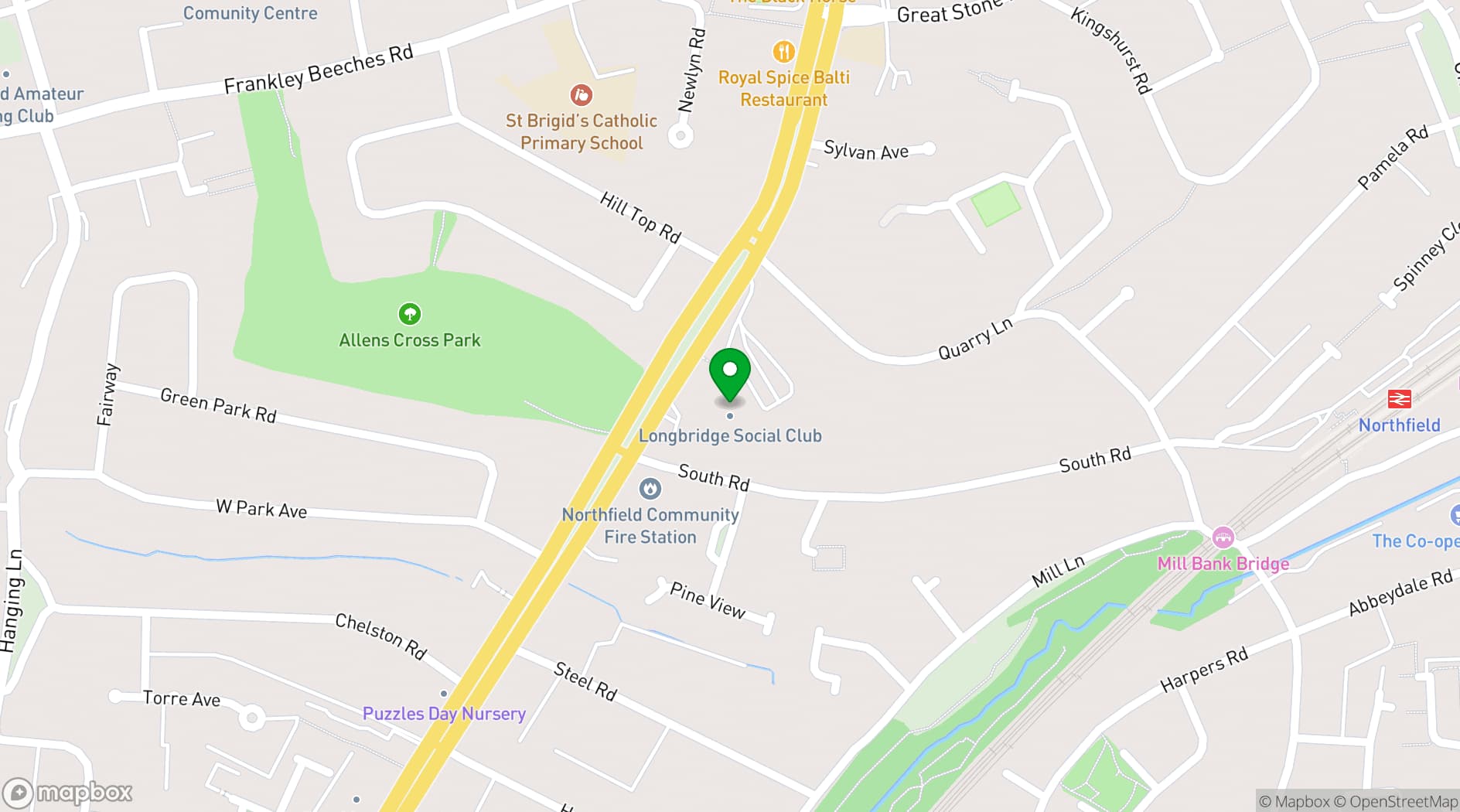 Map showing Longbridge Social & Working Men's Club & Institute