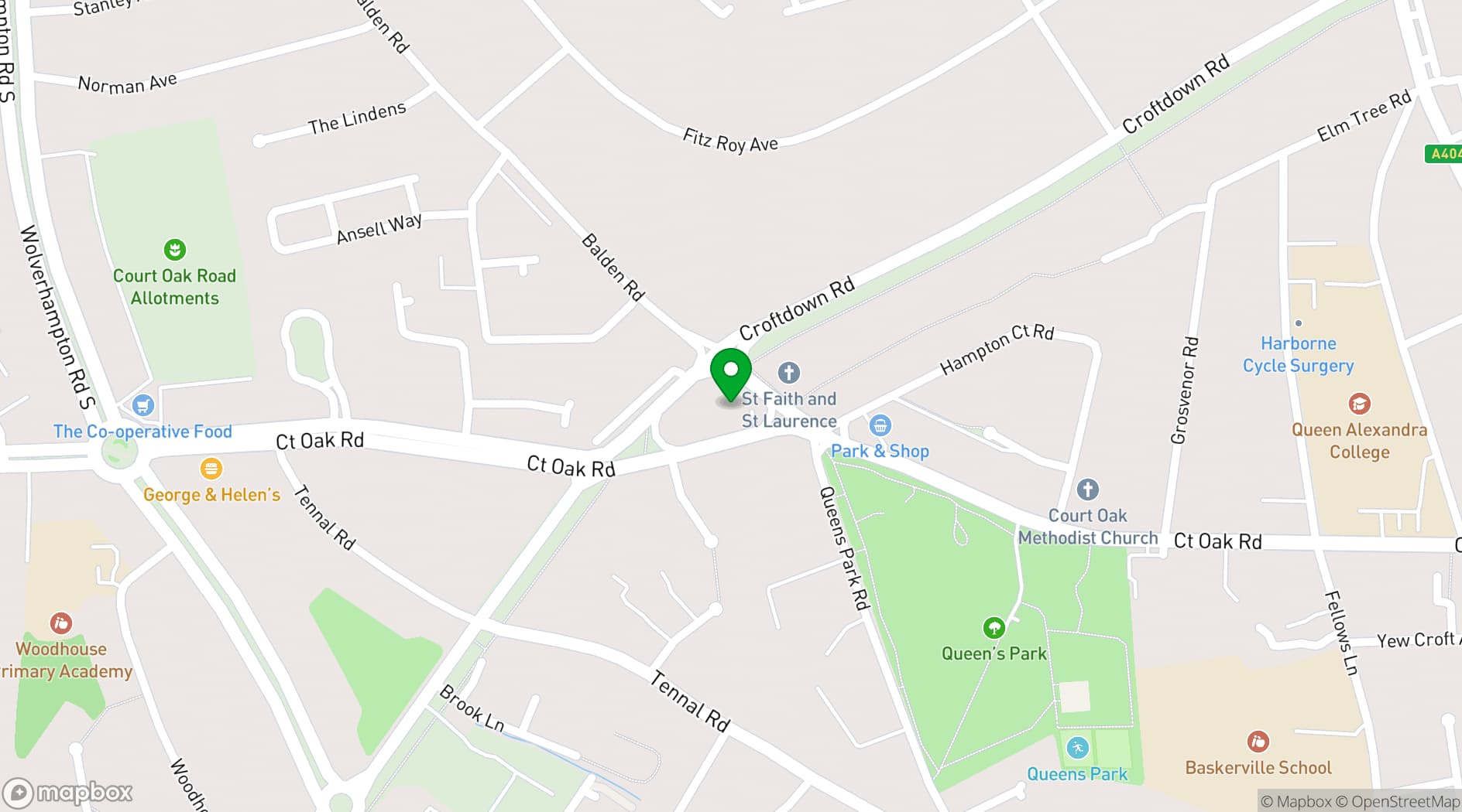 Map showing The Court Oak Harborne