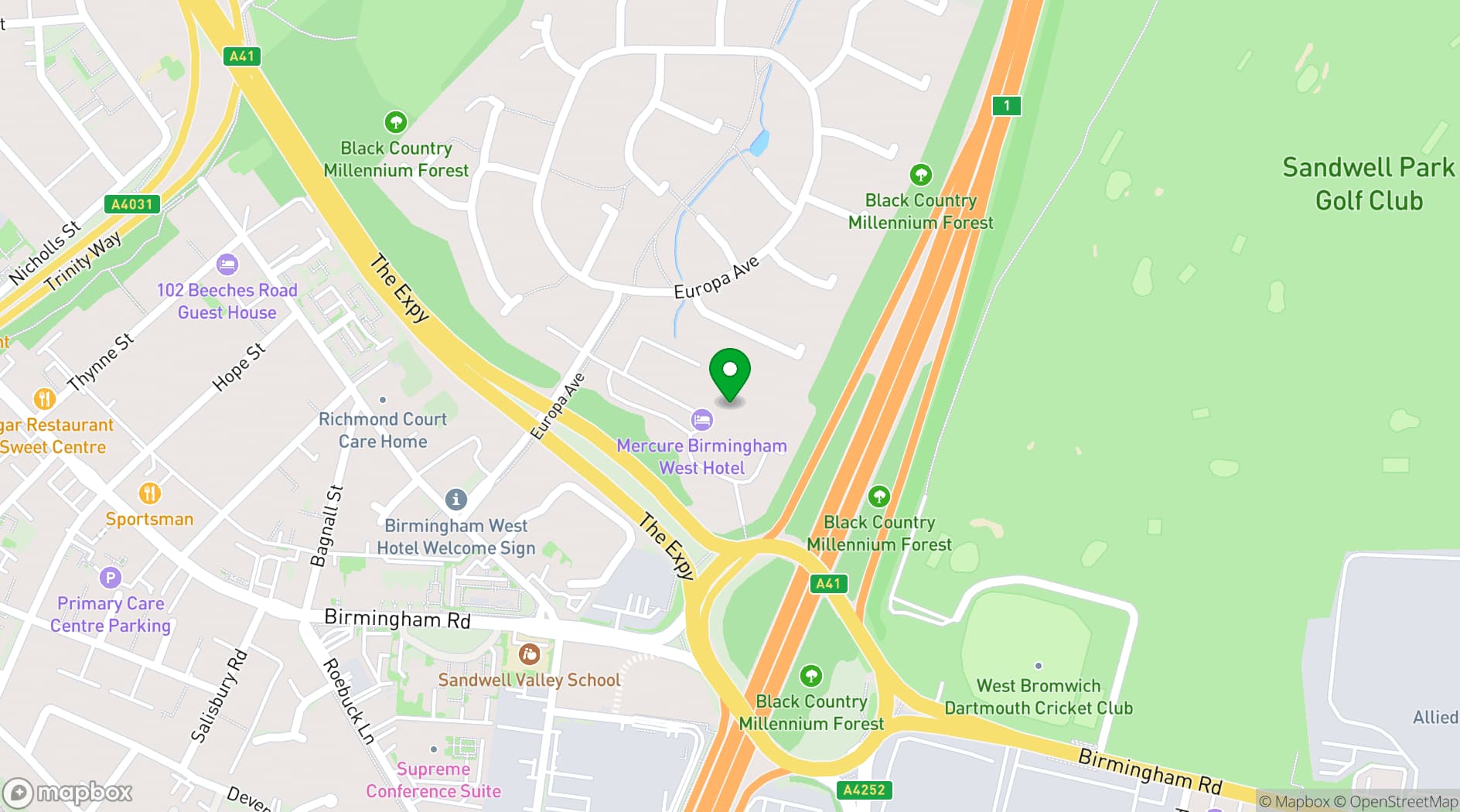 Map showing Westley Hotel