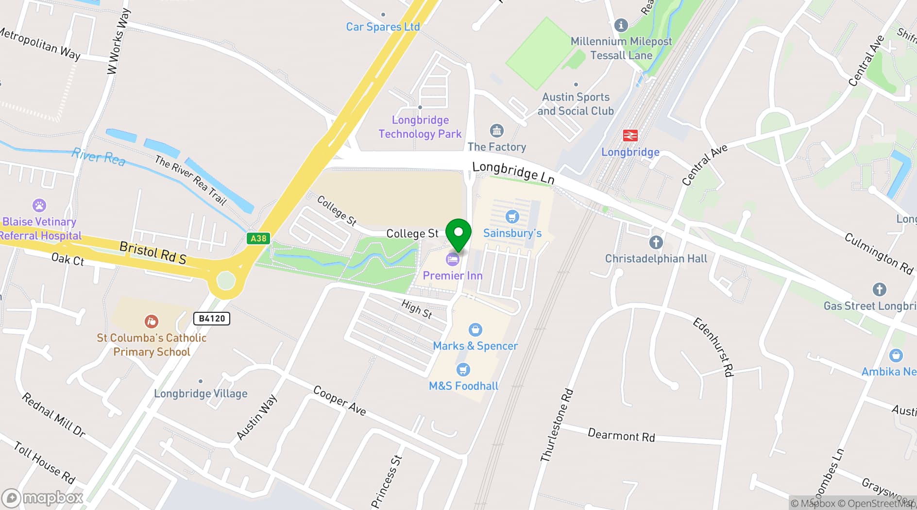 Map showing Beefeater Birmingham South