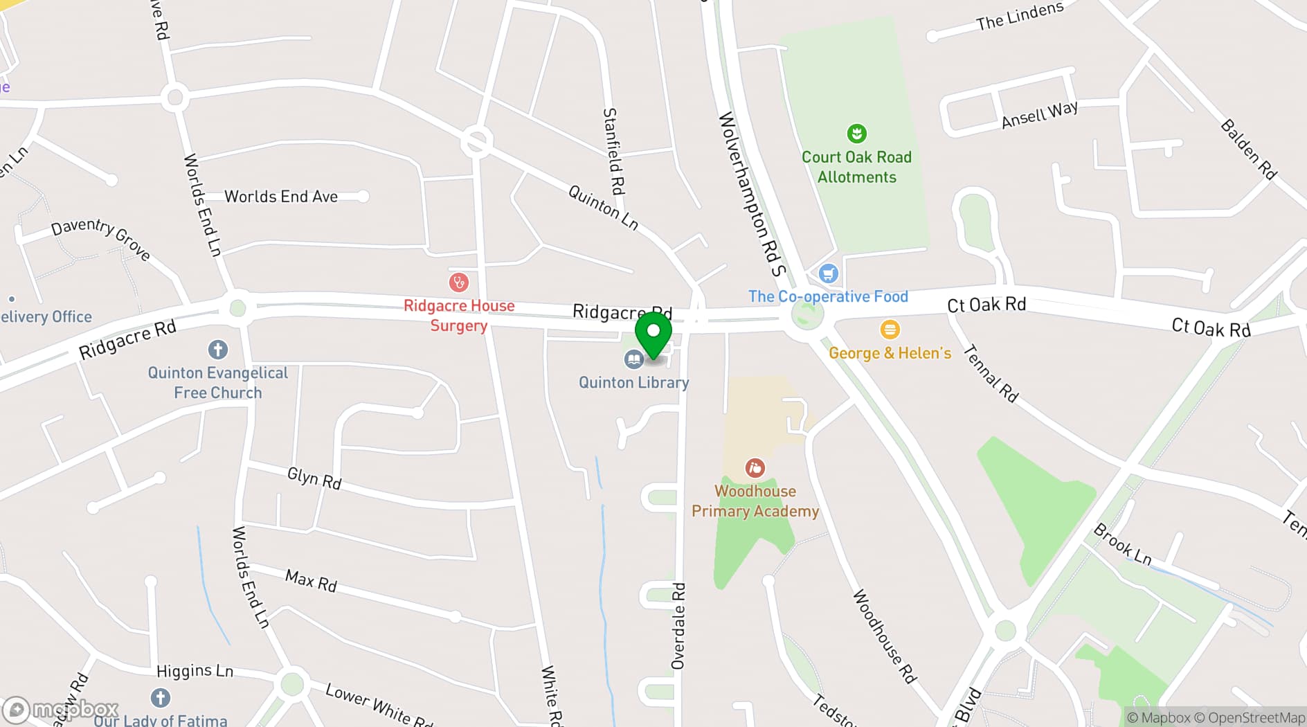 Map showing Quinborne Community Centre