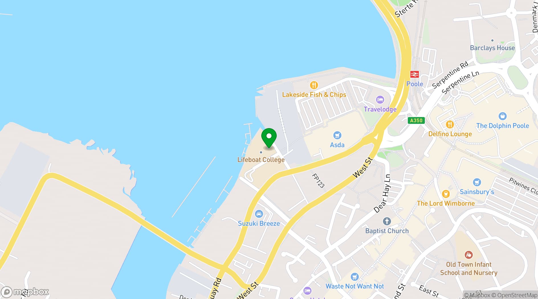 Map showing RNLI College