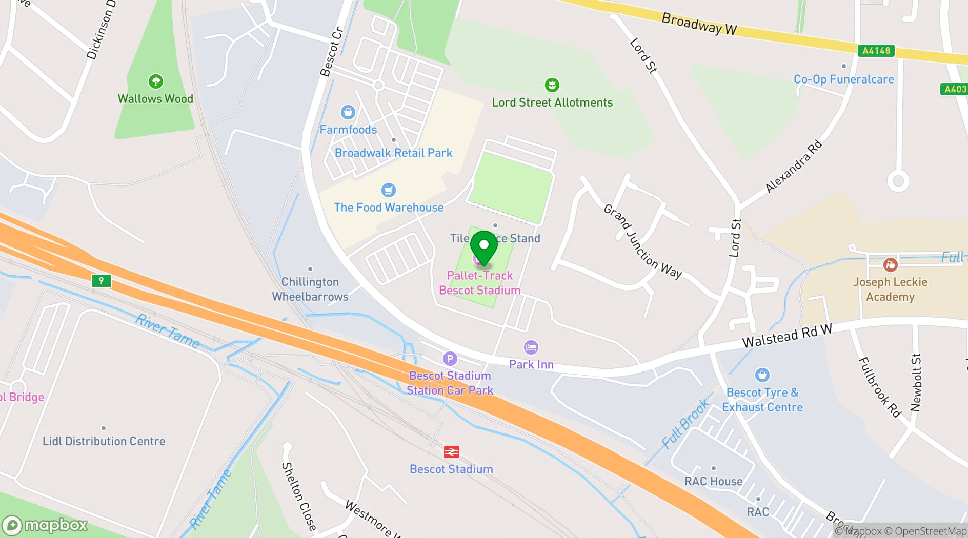 Map showing WFC The Venue