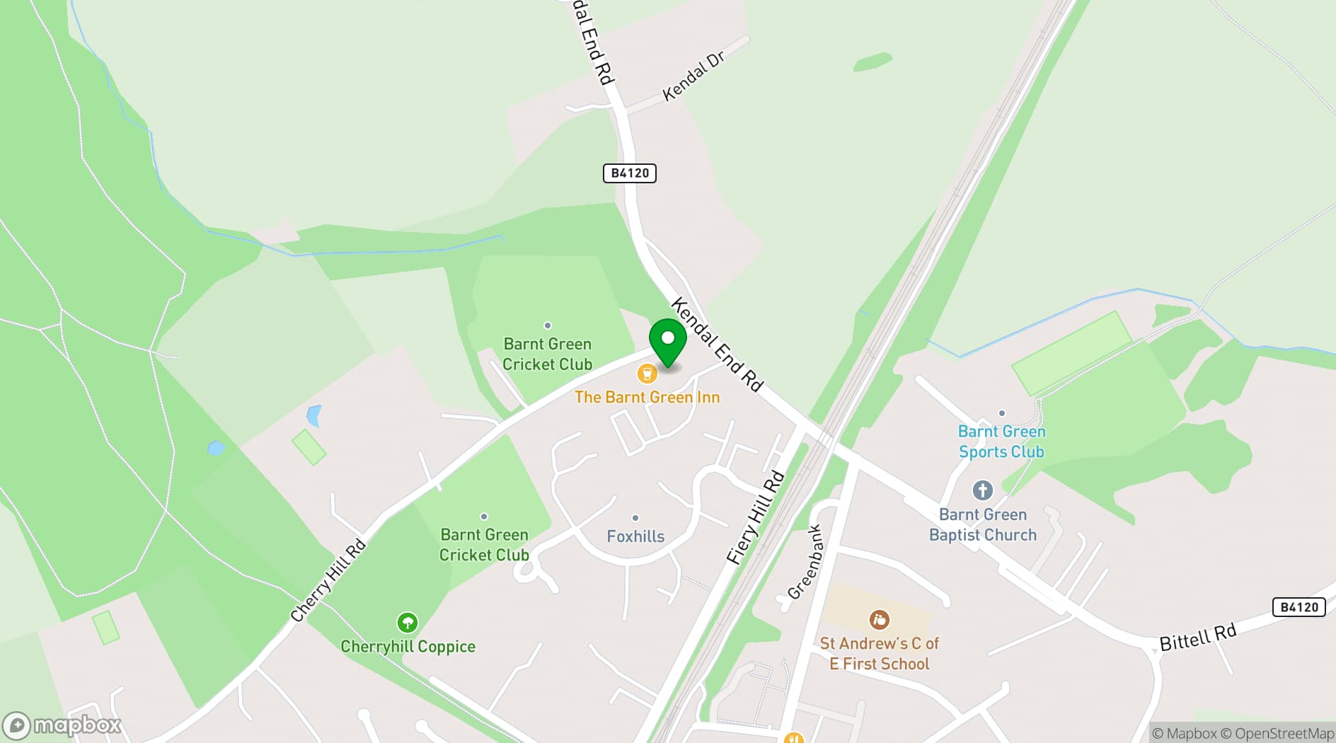Map showing The Barnt Green Inn