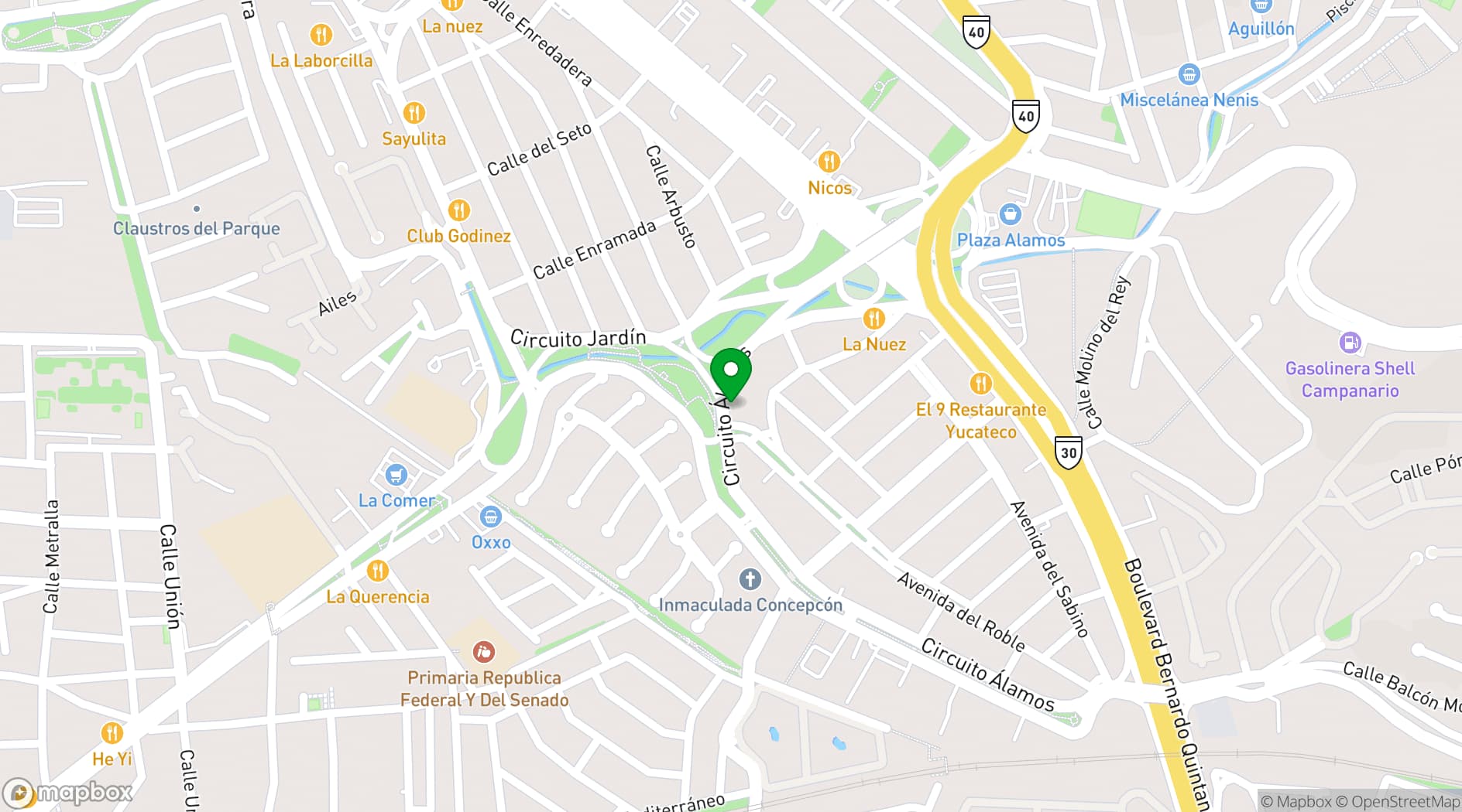 Map showing Terraza Álamos