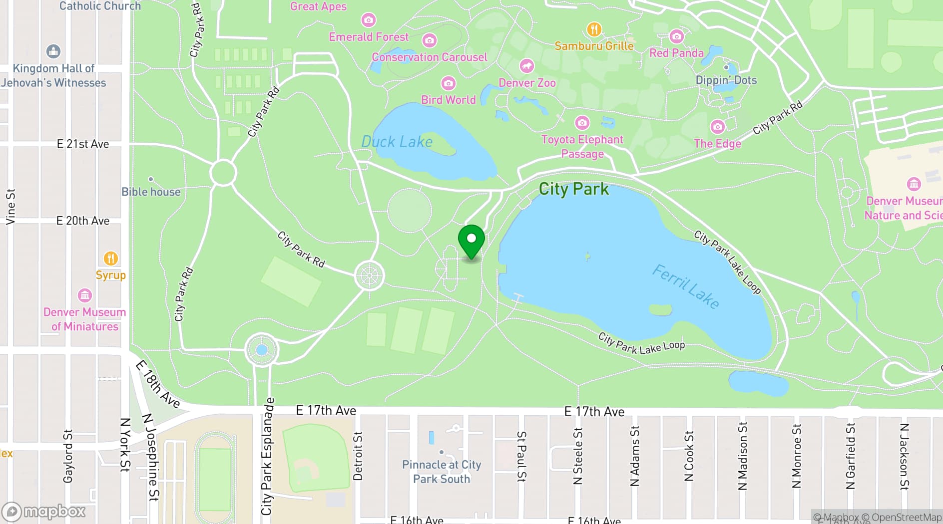 Map showing City Park Pavilion
