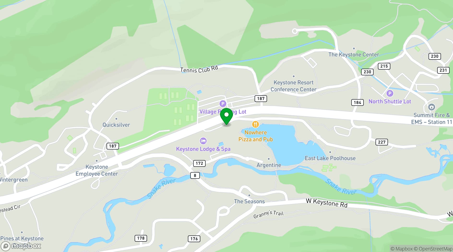 Map showing Keystone Lodge