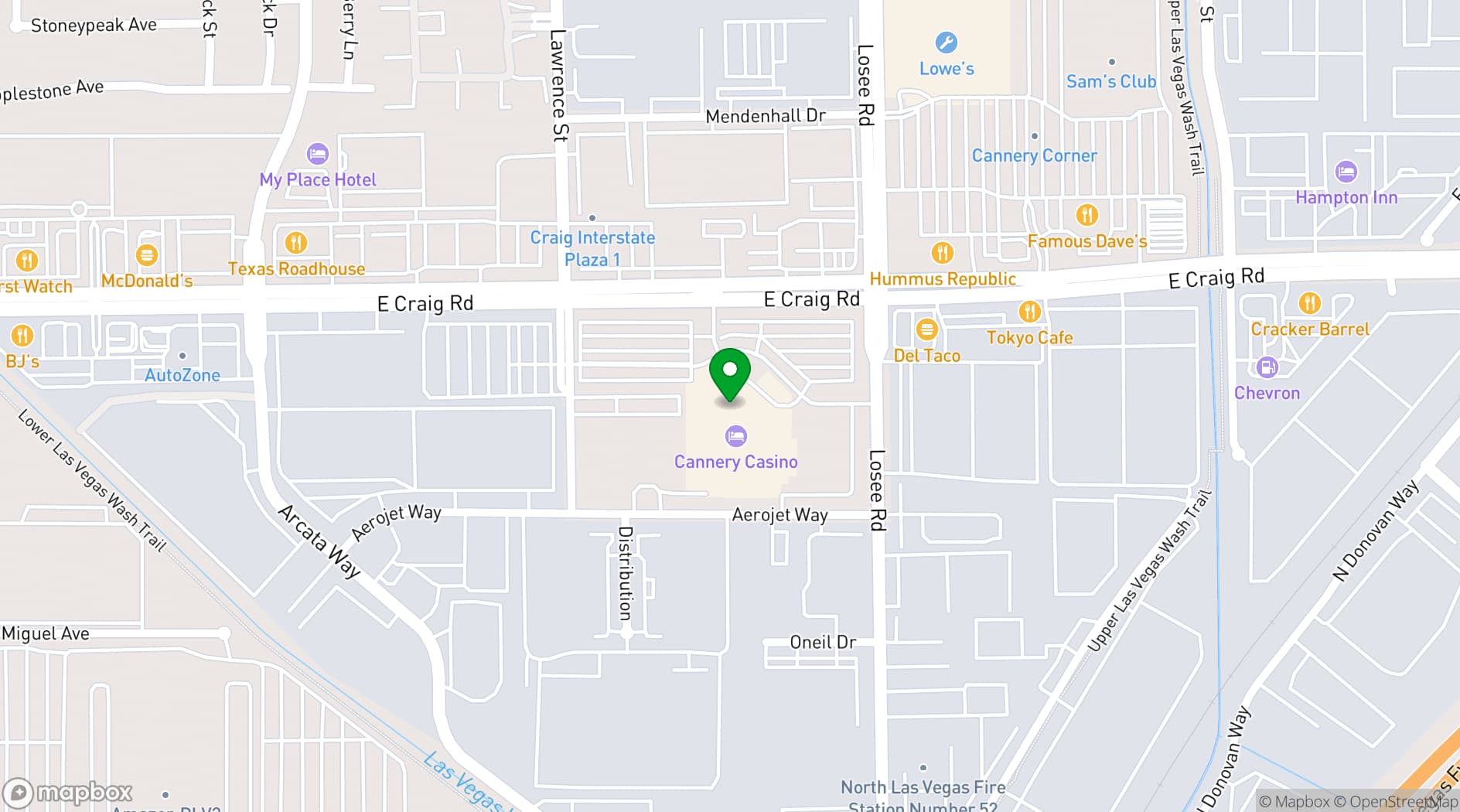 Map showing Cannery Casino Hotel