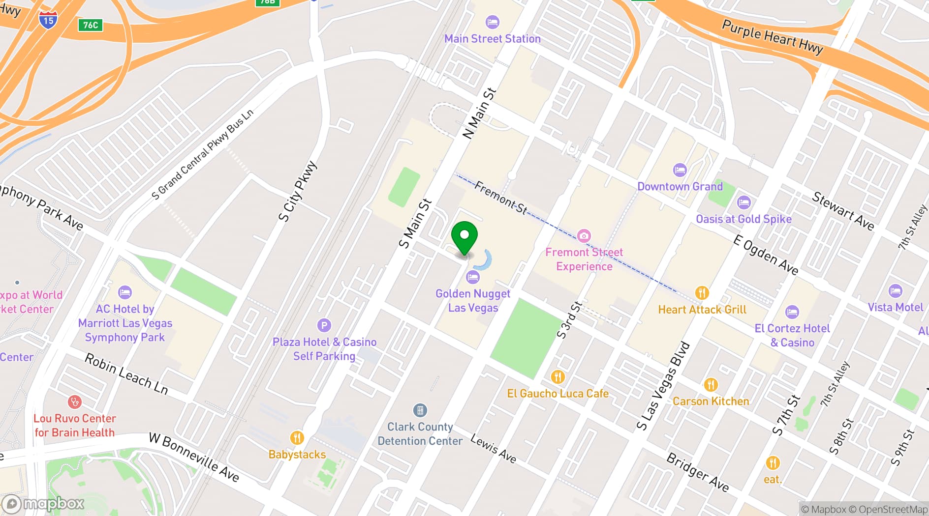 Map showing Golden Nugget Las Vegas