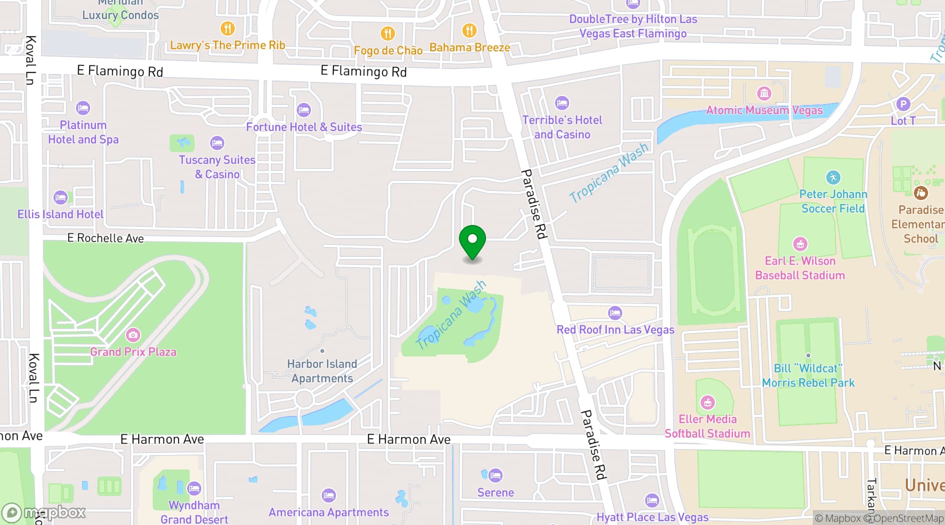 Map showing Nobu Las Vegas at Virgin Hotel