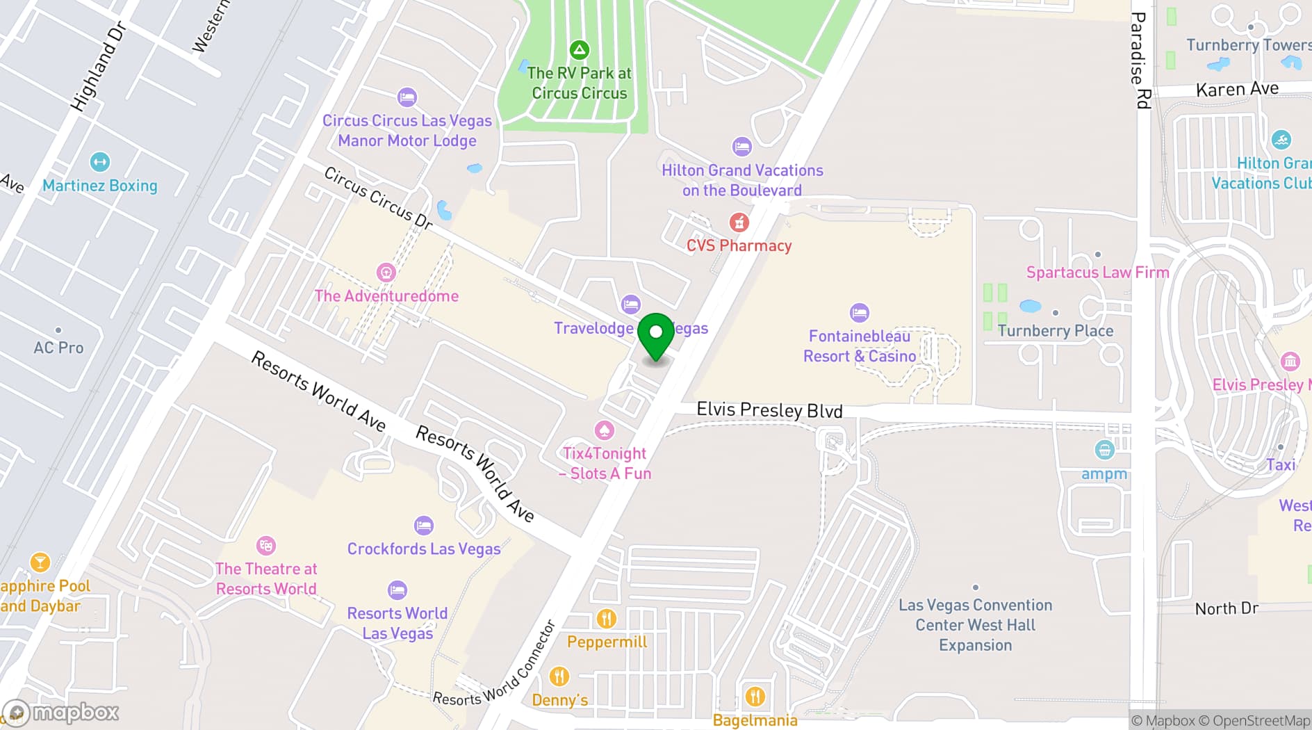 Map showing Circus Circus Hotel & Casino