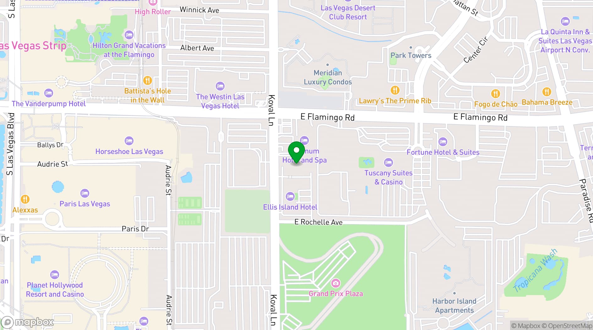 Map showing Ellis Island Hotel, Casino & Brewery