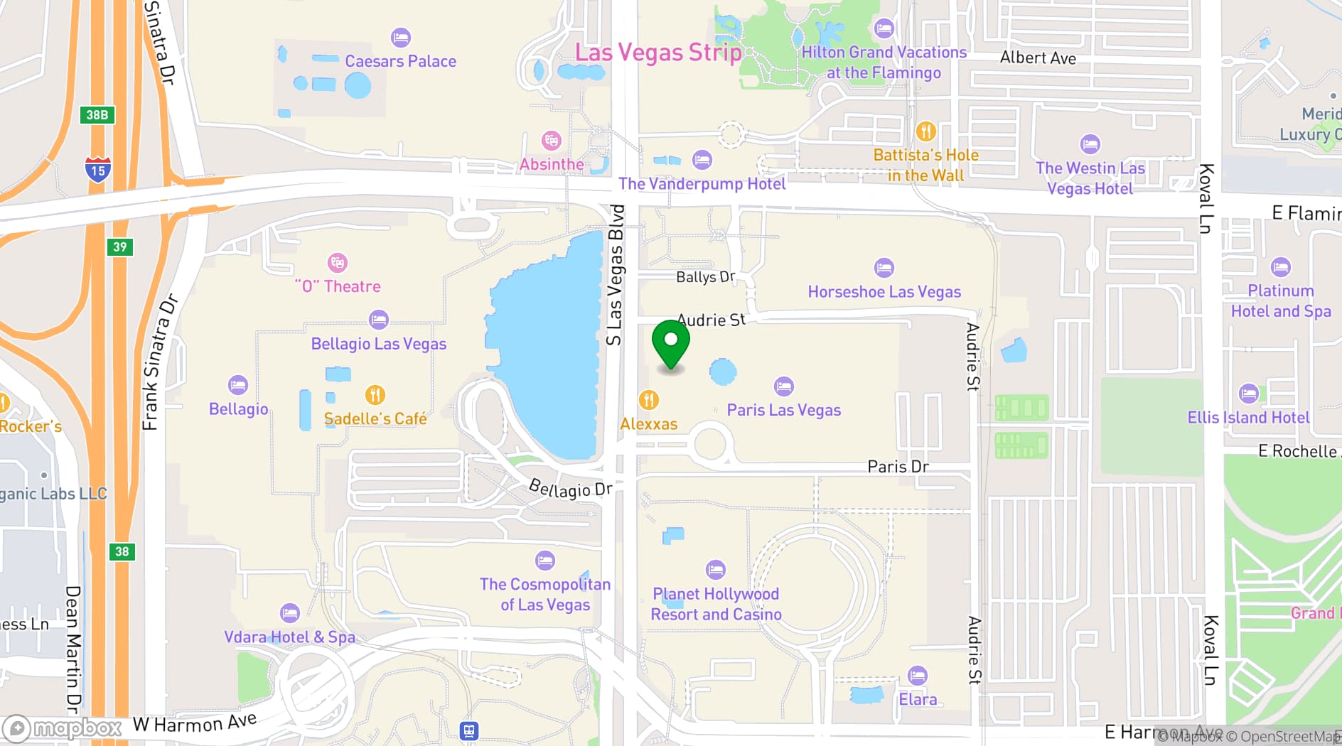 Map showing Eiffel Tower Restaurant
