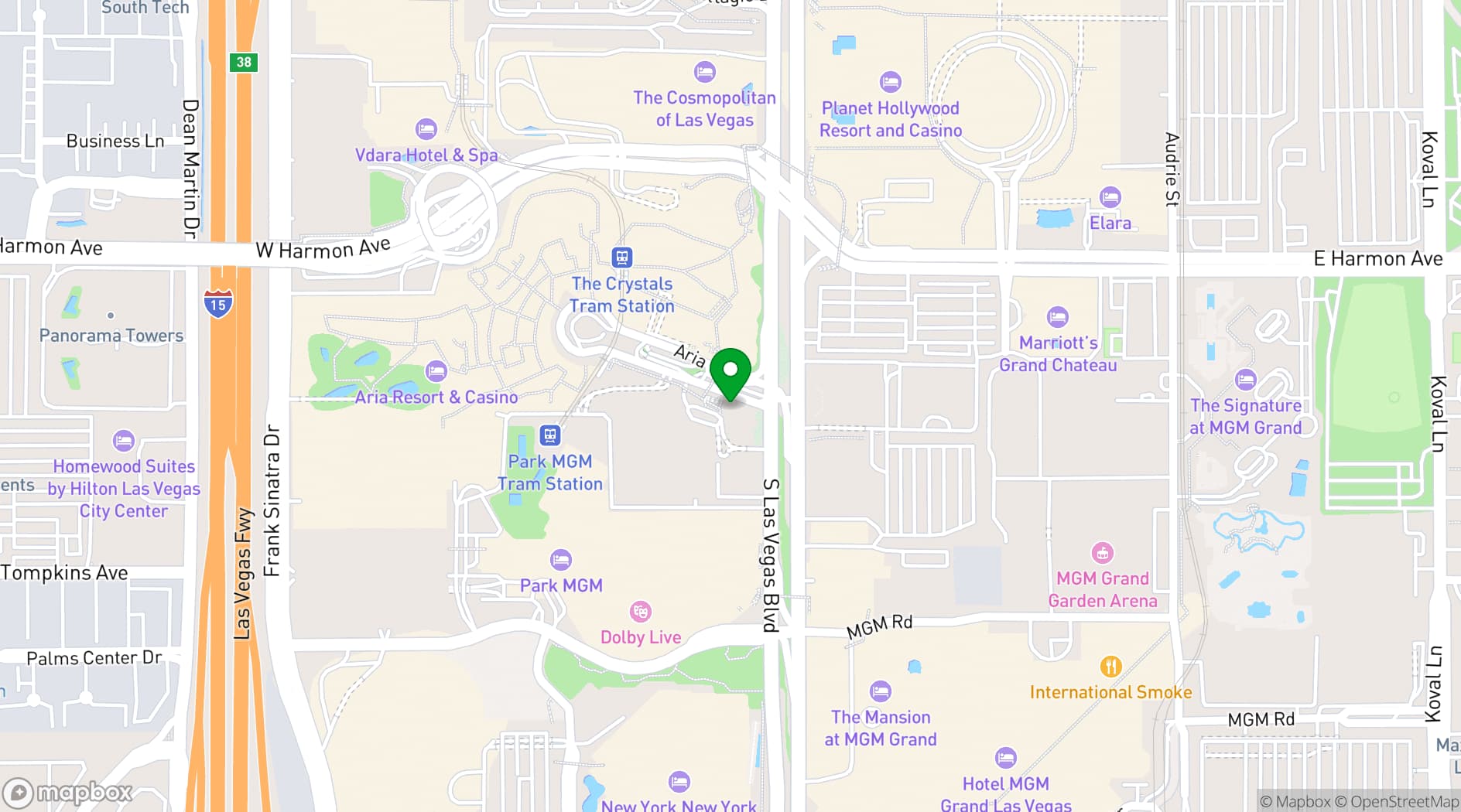 Map showing Waldorf Astoria Las Vegas