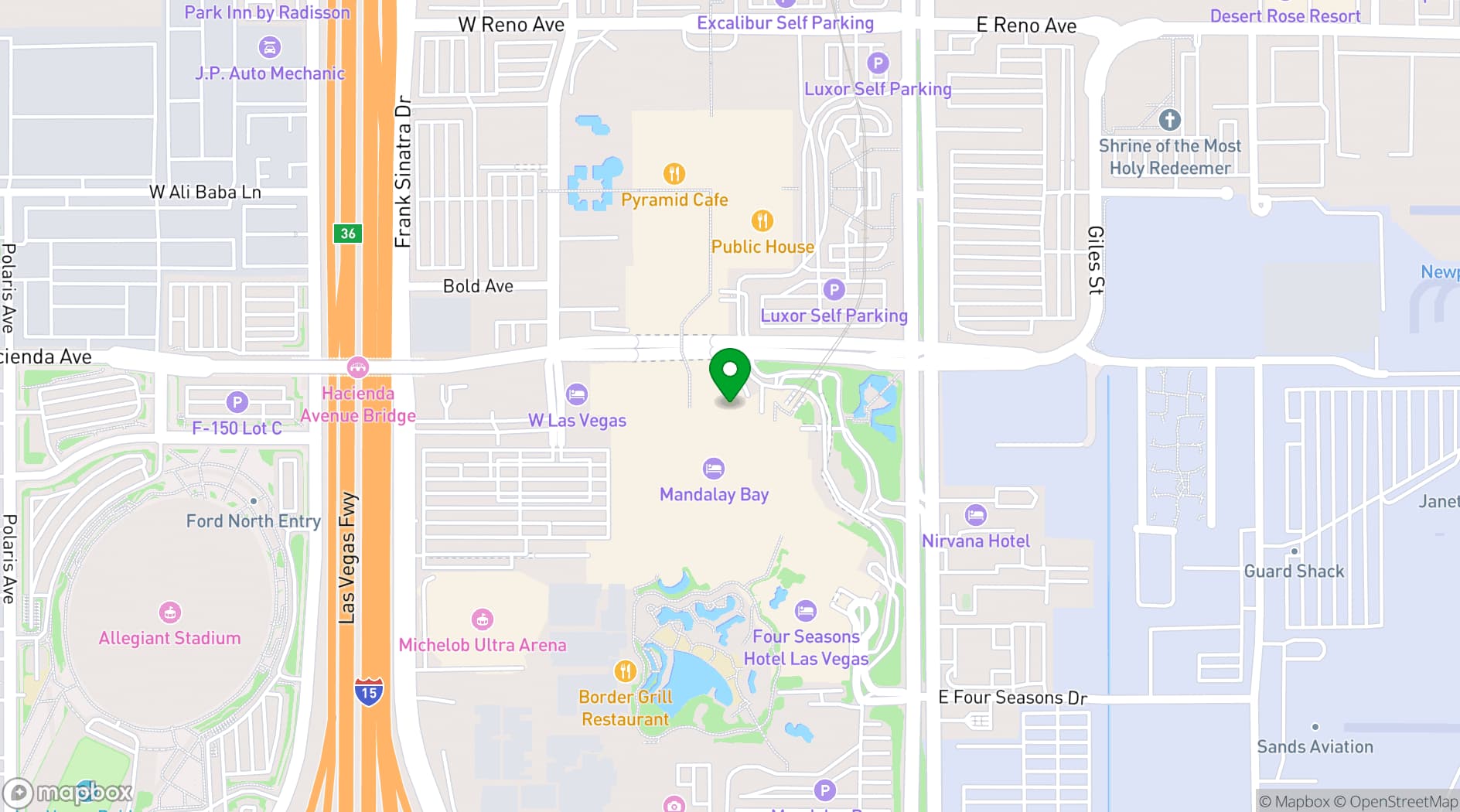 Map showing House of Blues Las Vegas