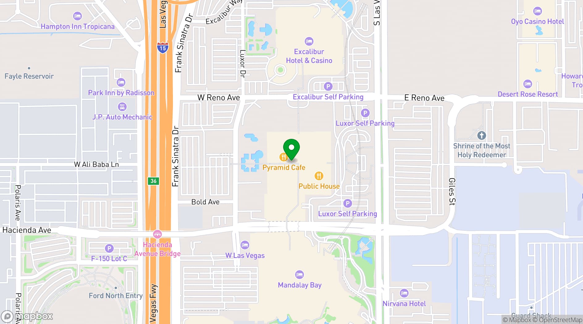 Map showing Luxor Hotel & Casino