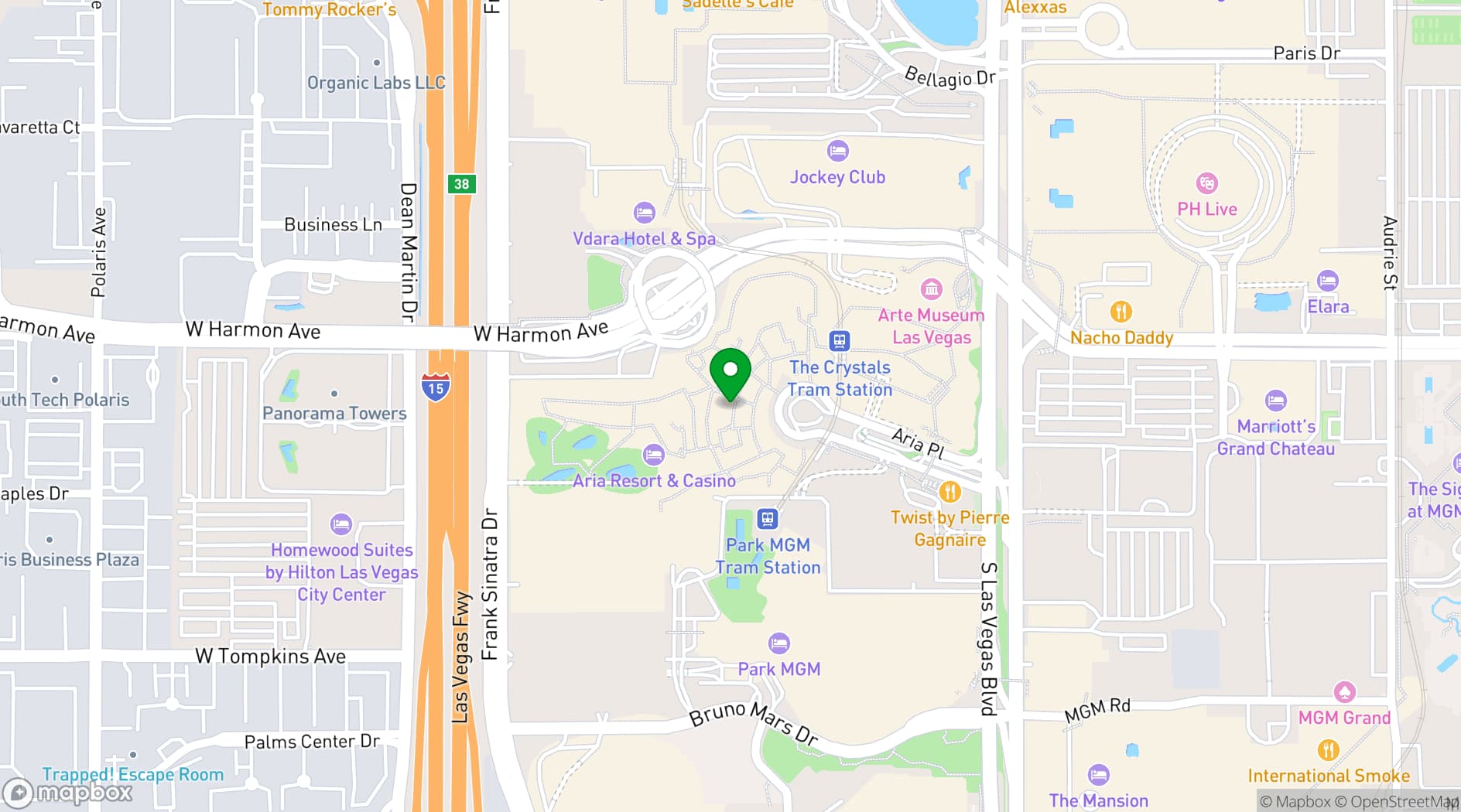 Map showing ARIA Las Vegas