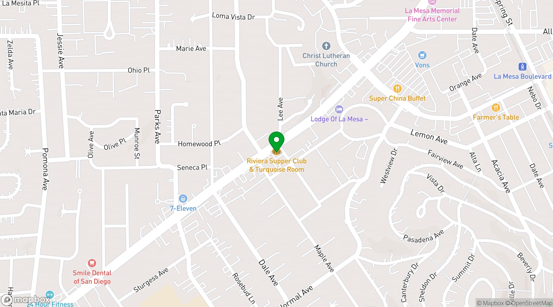 Map showing The Riviera Supper Club
