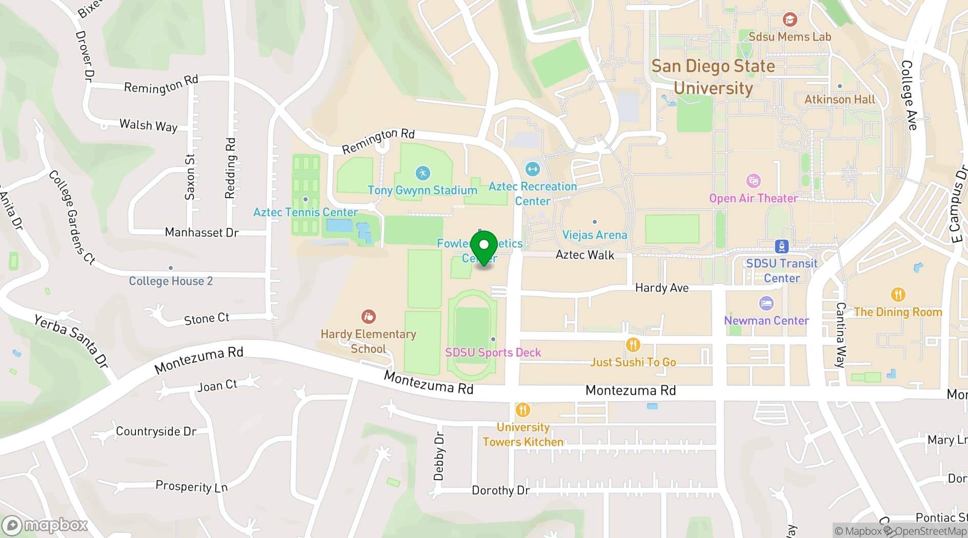 Map showing San Diego State University