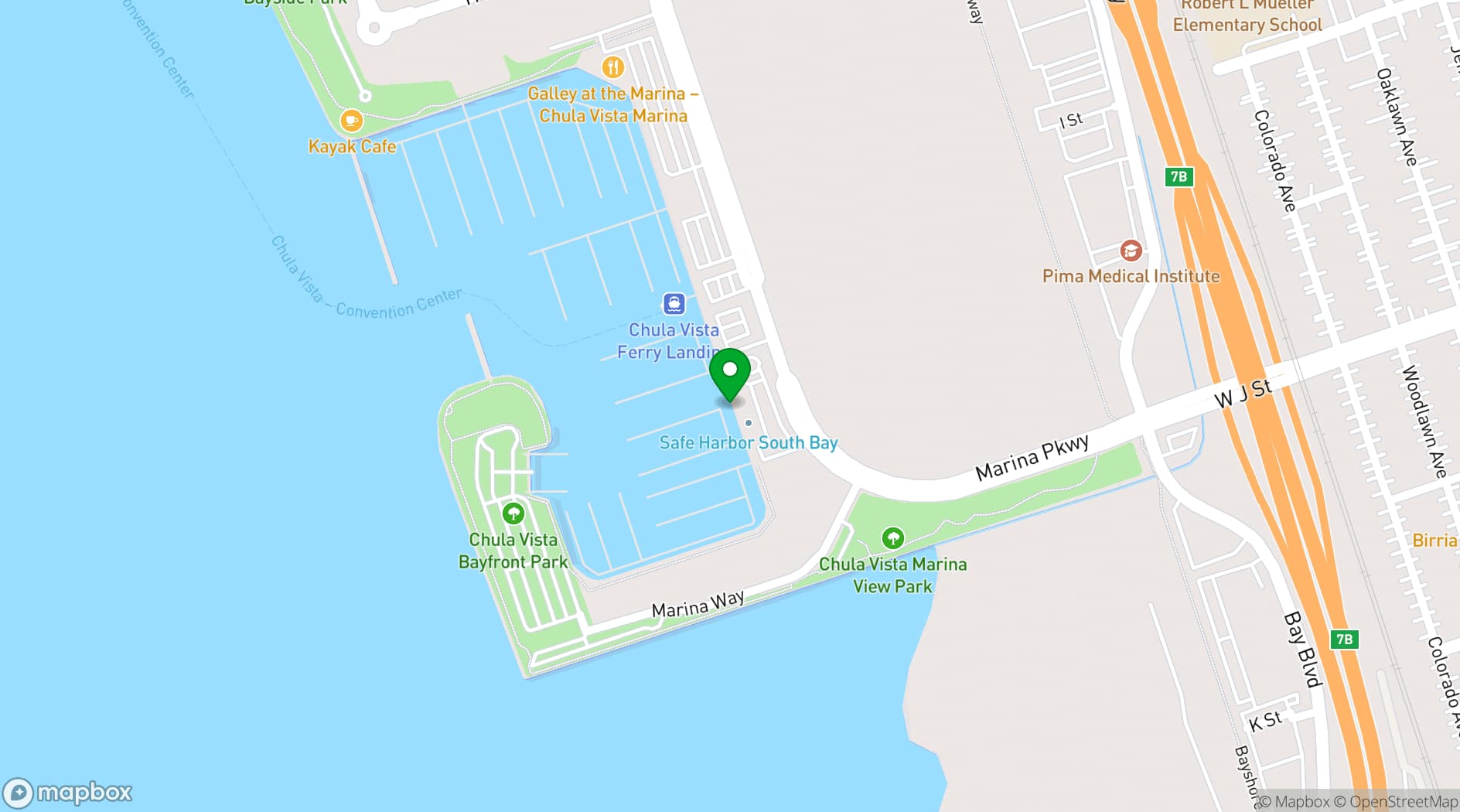 Map showing Safe Harbor South Bay