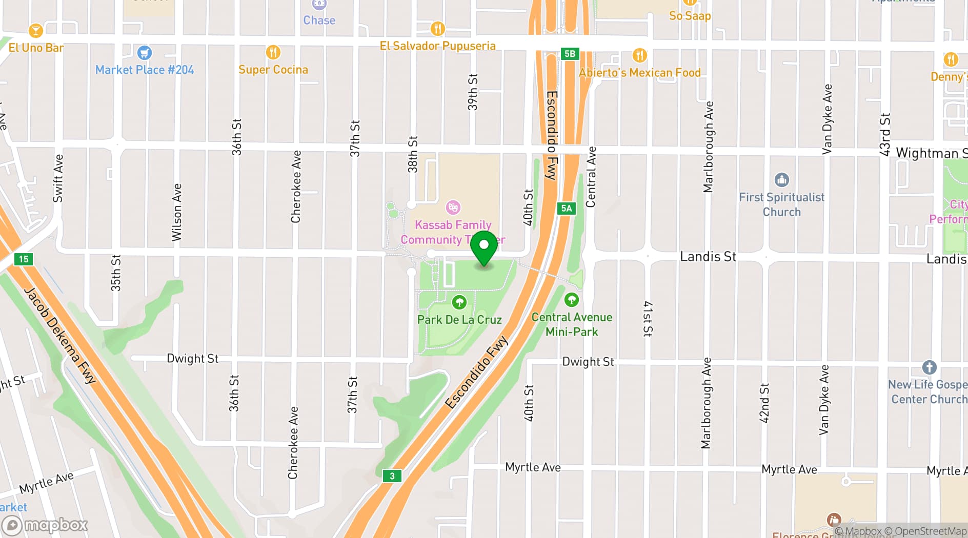 Map showing Park de la Cruz Gymnasium