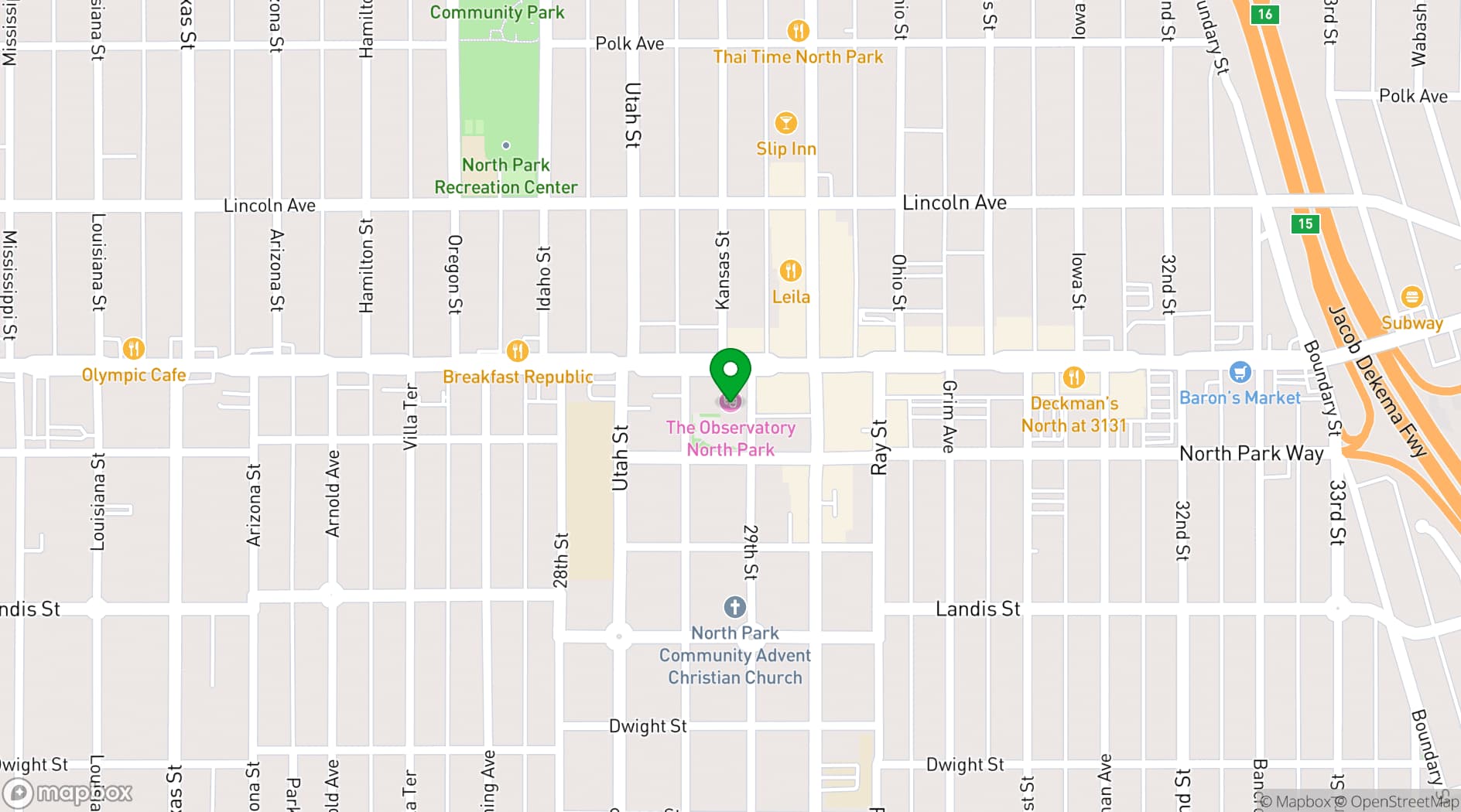 Map showing The Observatory North Park