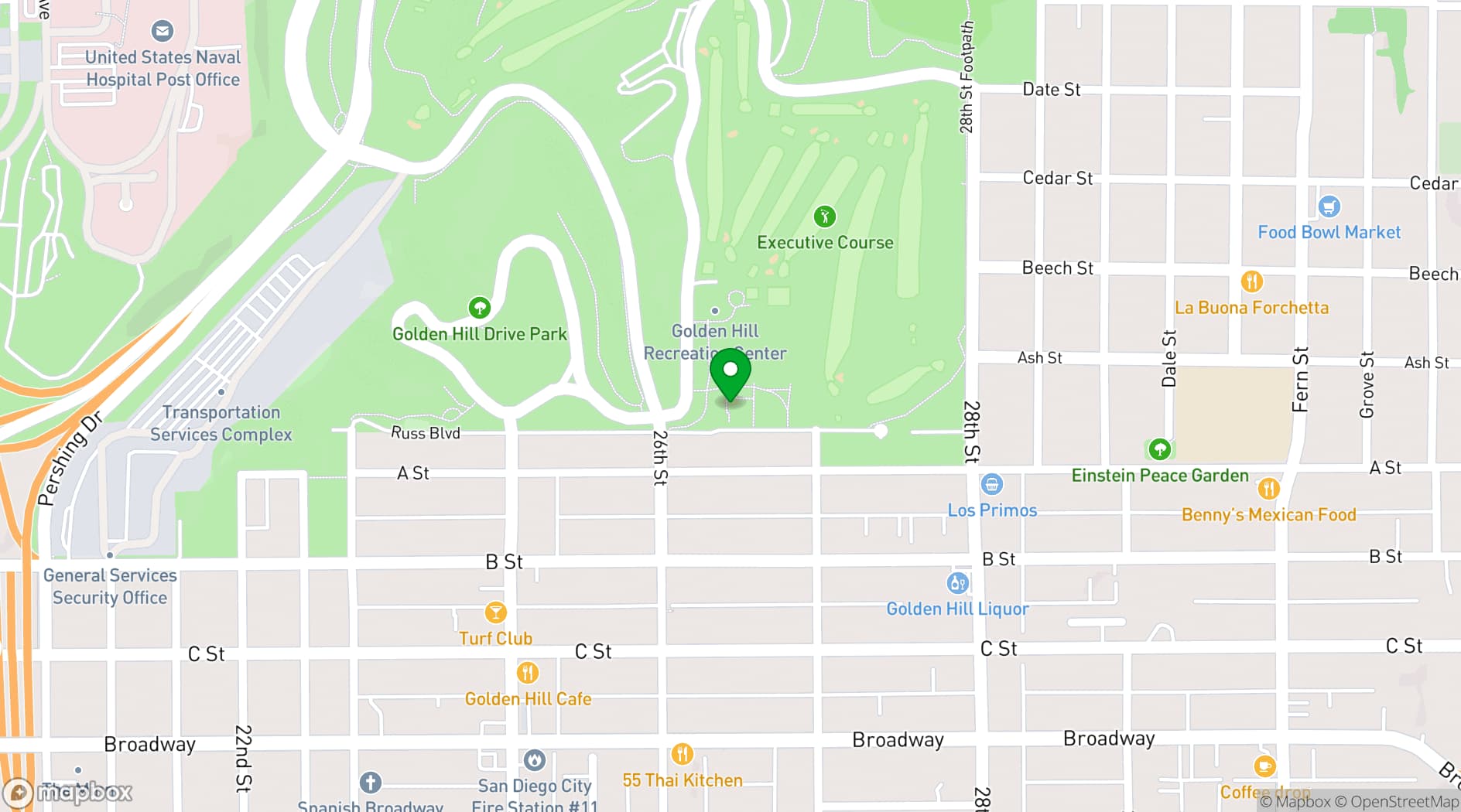 Map showing Golden Hill Recreation Center