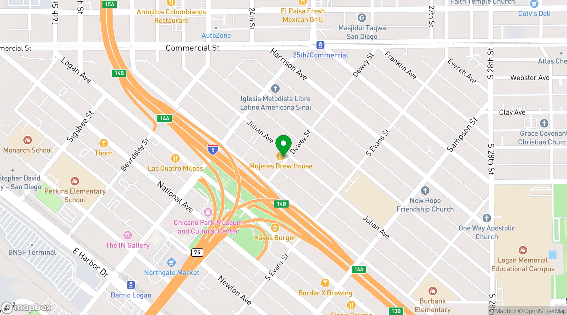 Map showing Barra Cruda San Diego