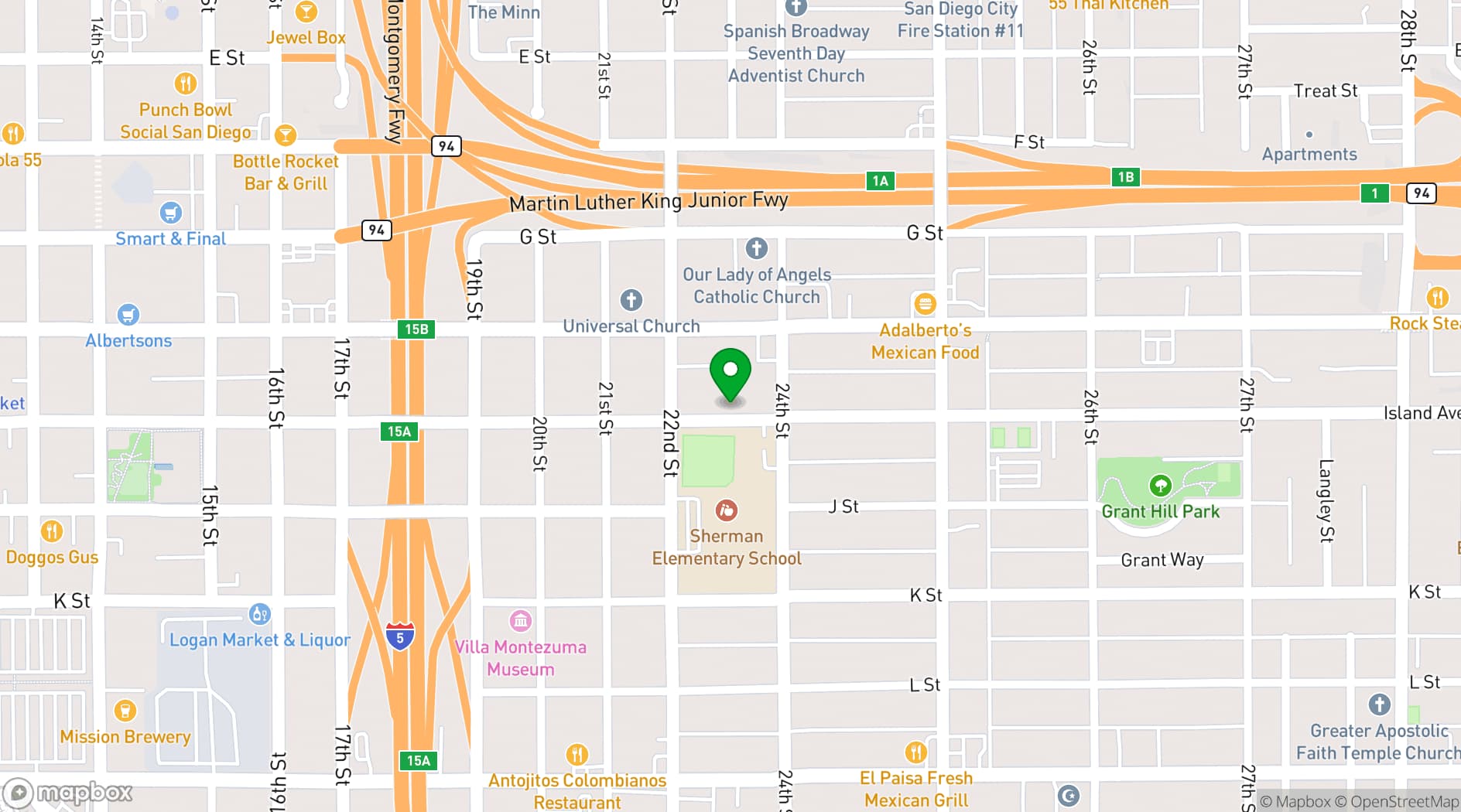 Map showing Sherman Heights Community Center