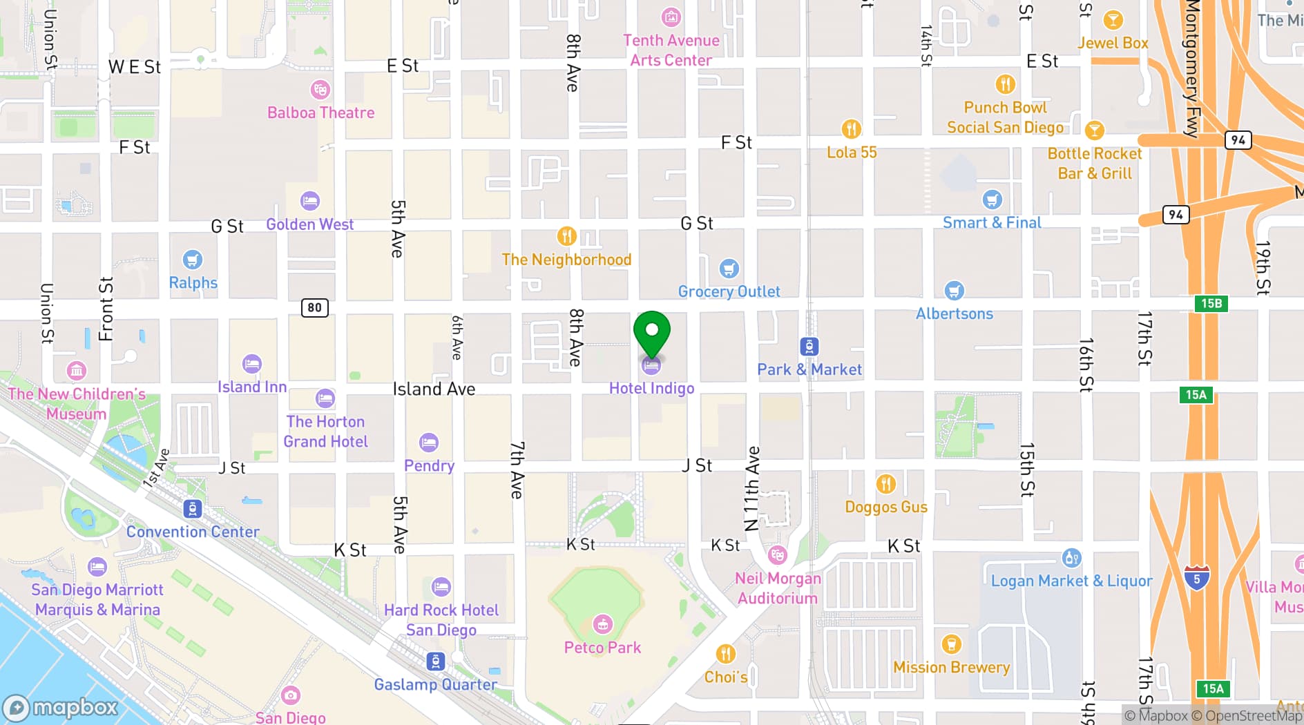 Map showing Music Box San Diego