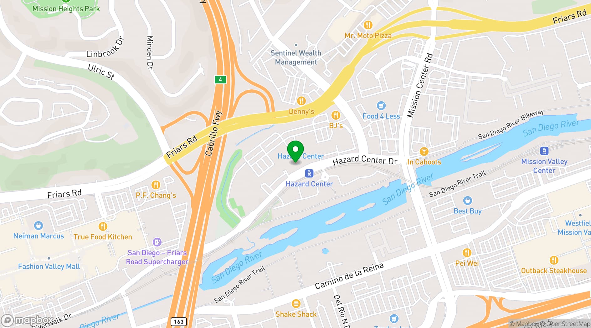 Map showing UltraStar Cinemas Mission Valley