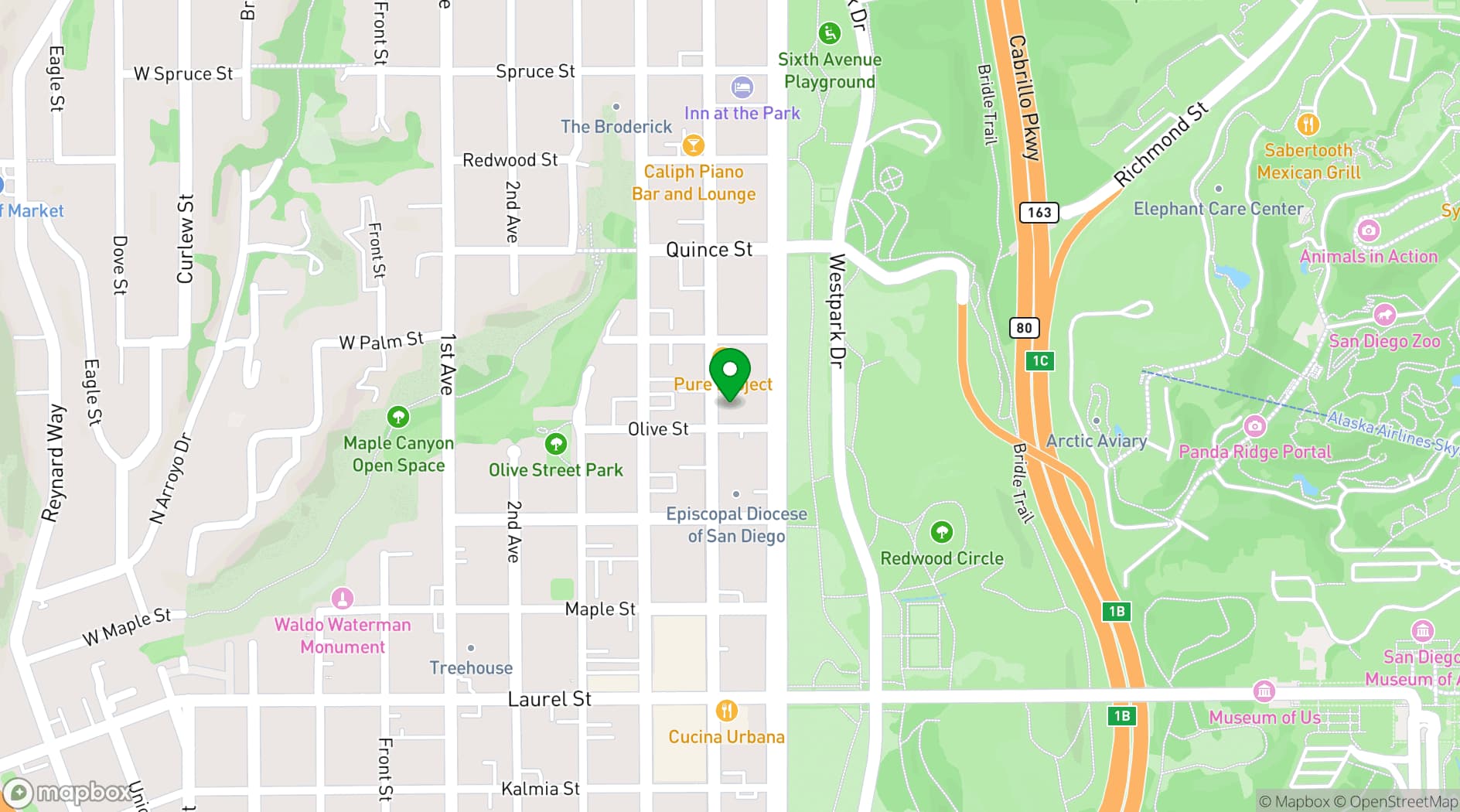 Map showing The Abbey on Fifth Avenue