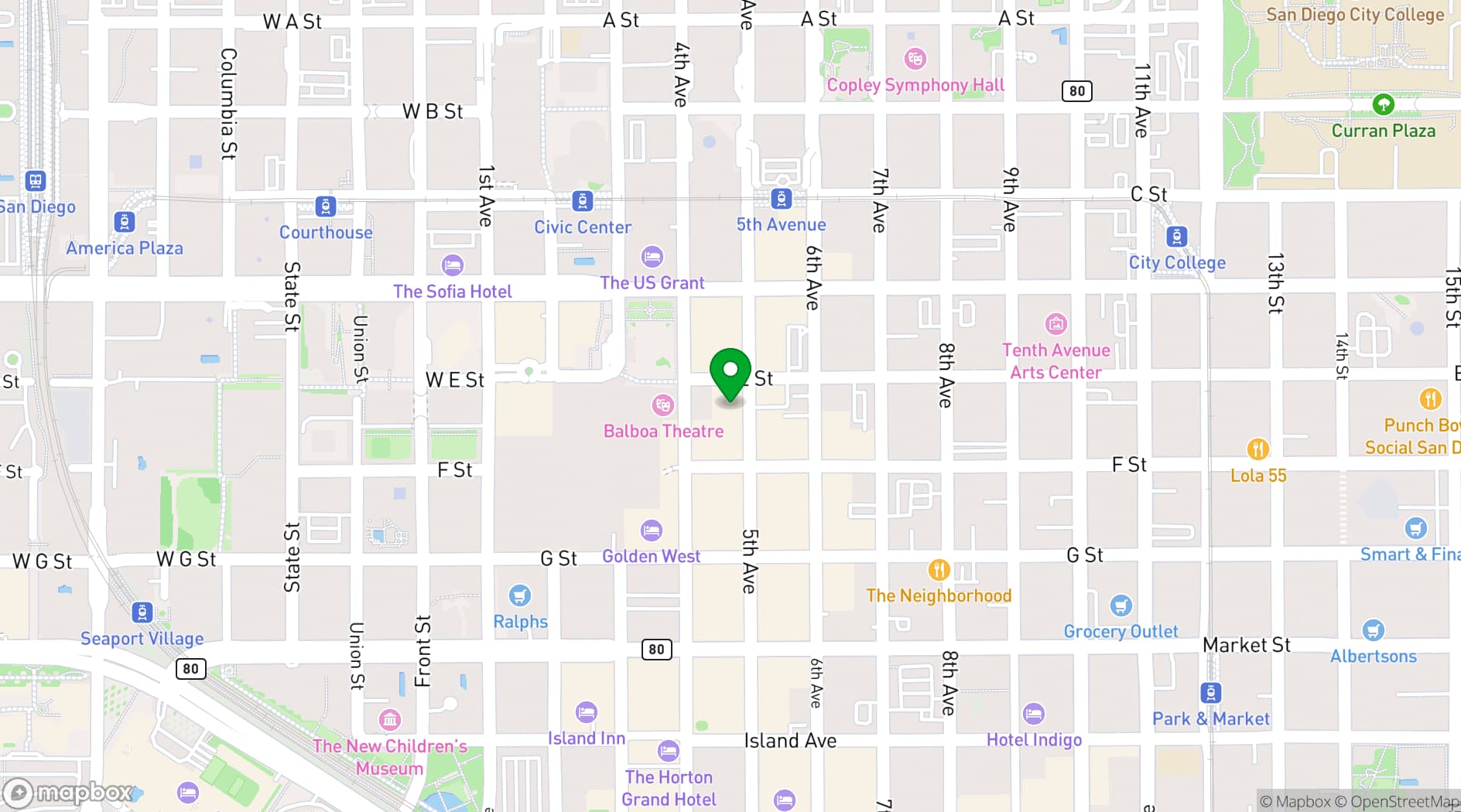 Map showing Onyx Room Nightclub