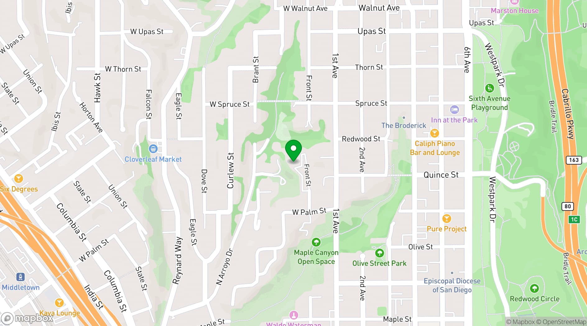 Map showing Bankers Hill Club