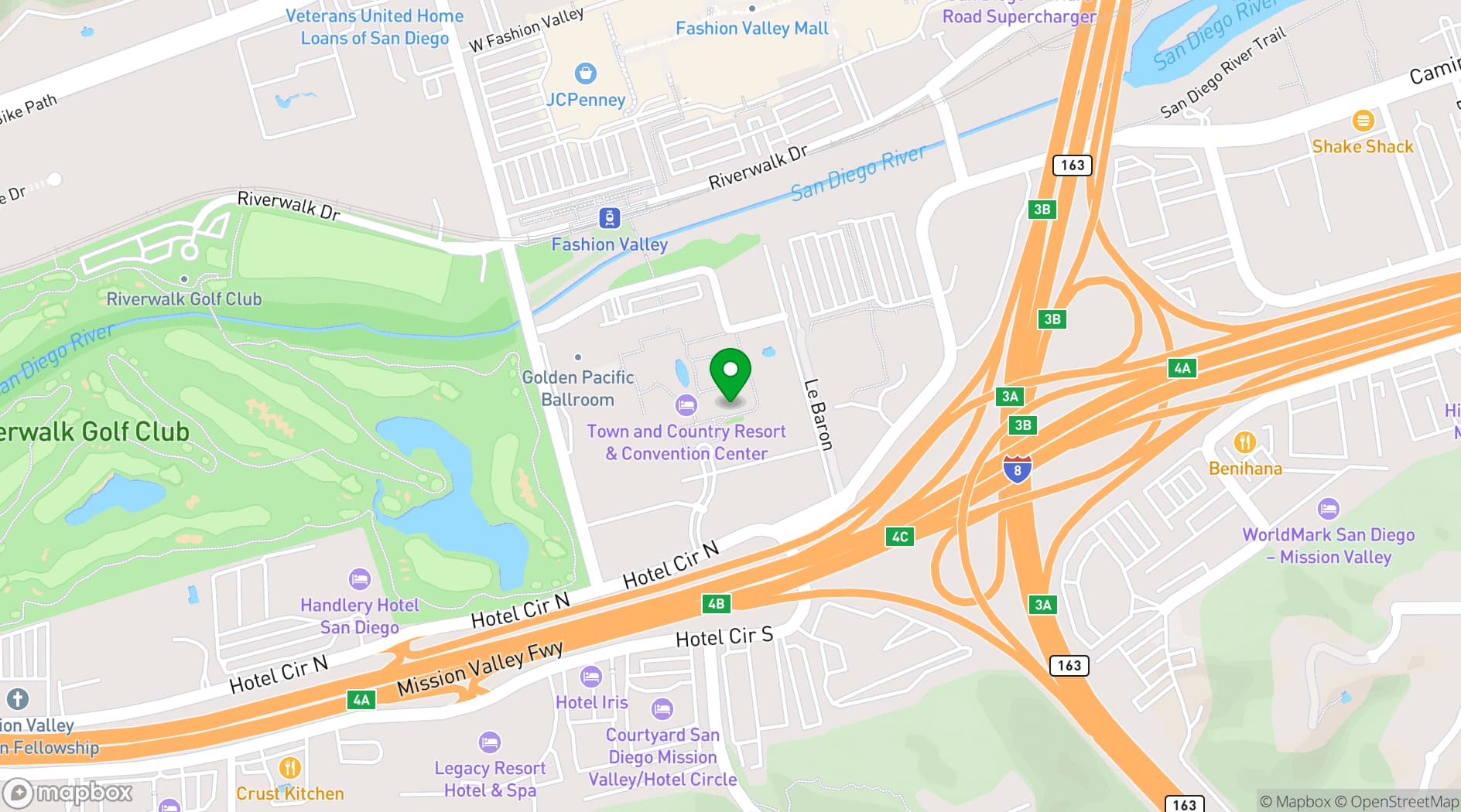 Map showing Town and Country Resort