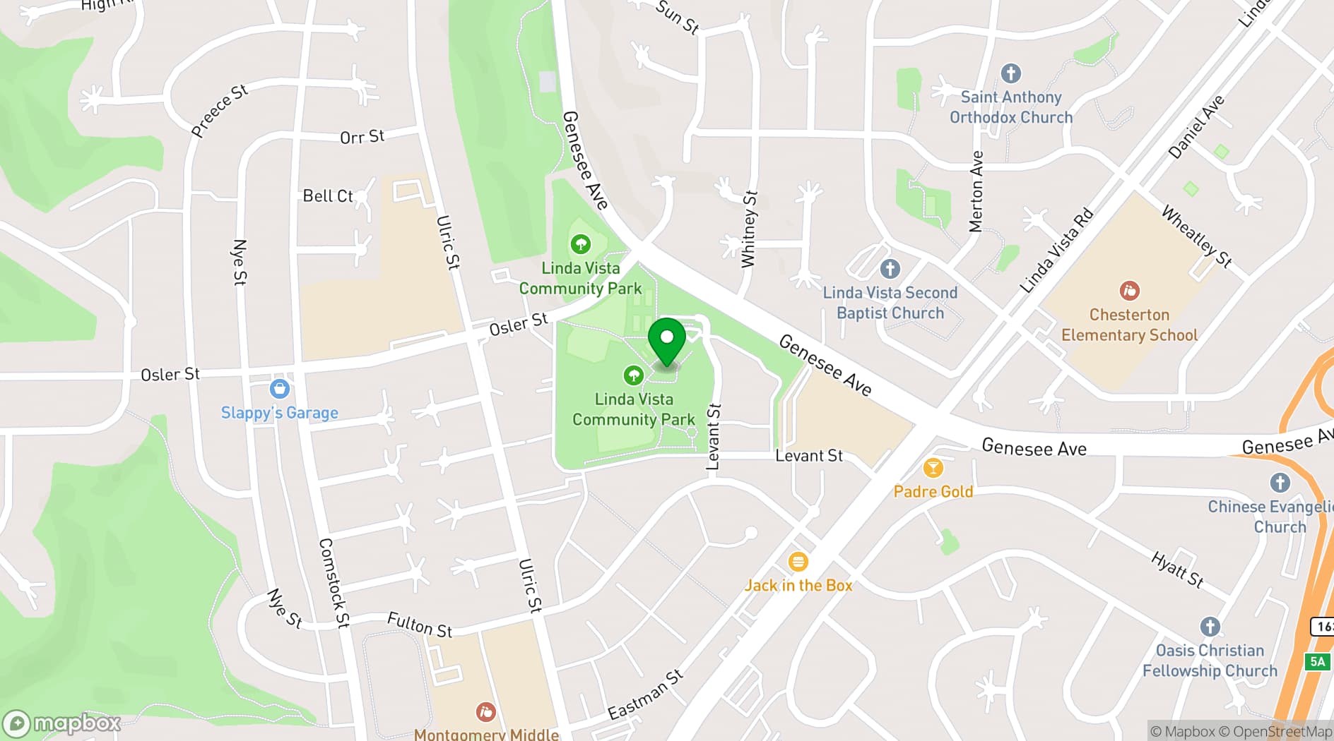 Map showing Linda Vista Recreation Center