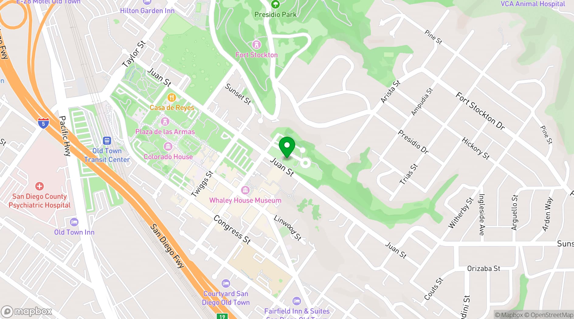 Map showing Temple Beth Israel