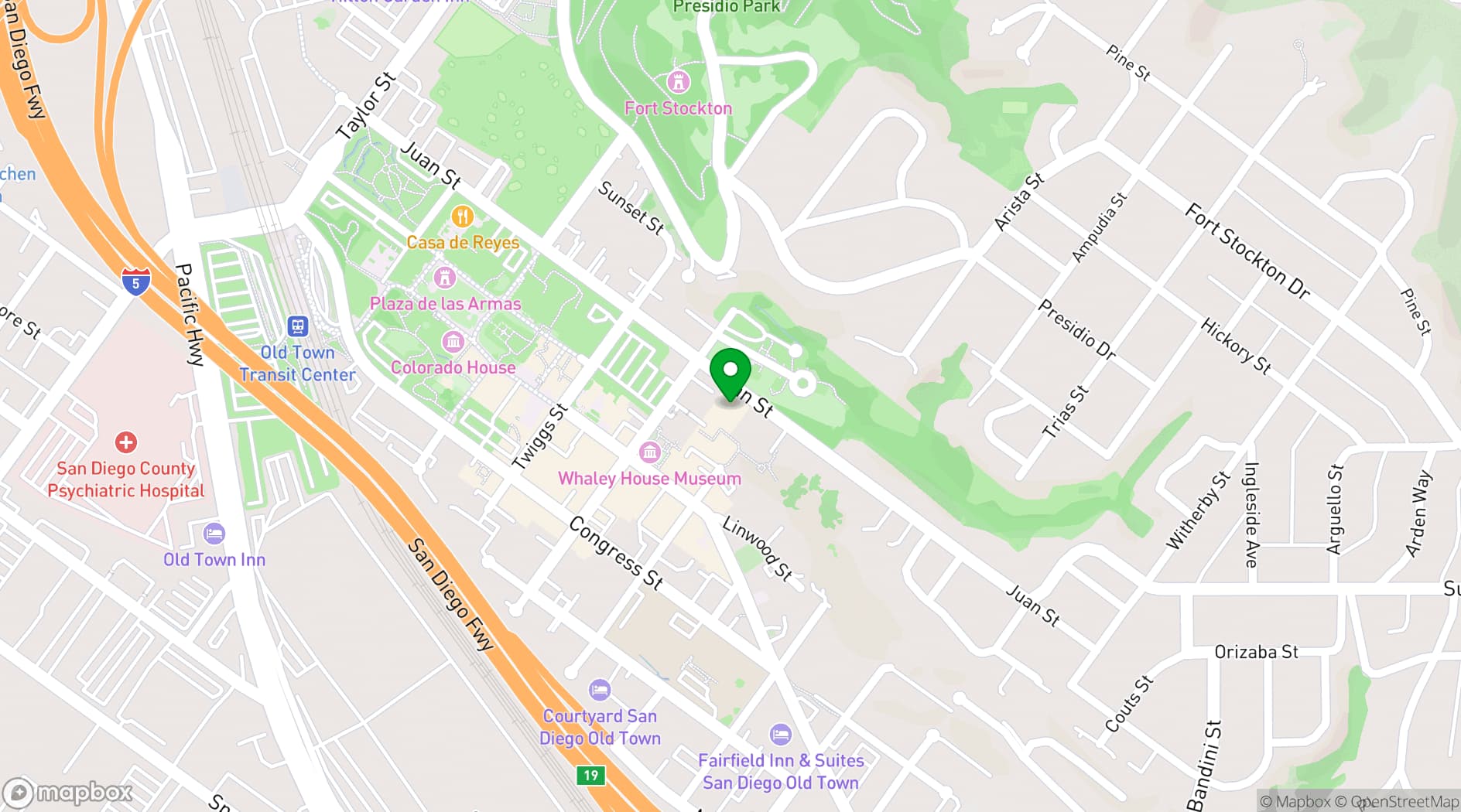 Map showing Old Town Tequila Factory Restaurant and Cantina