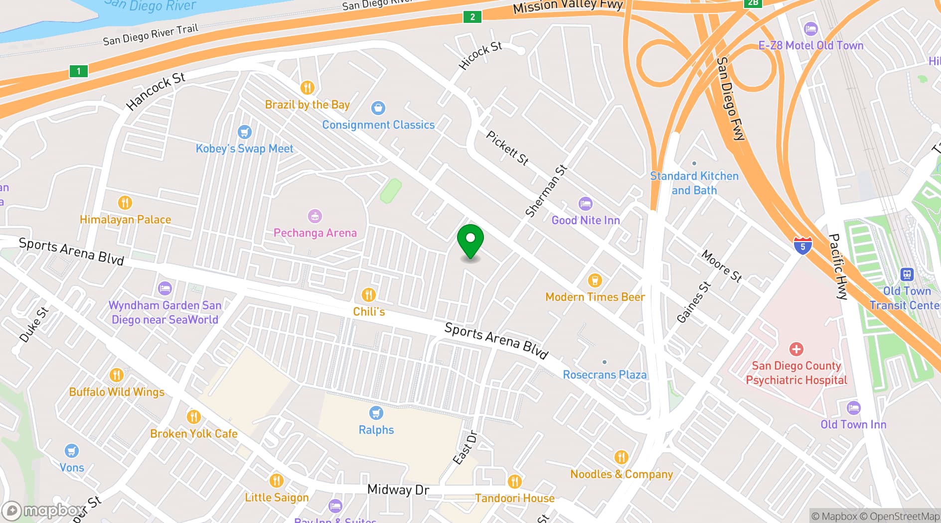 Map showing SOMA San Diego