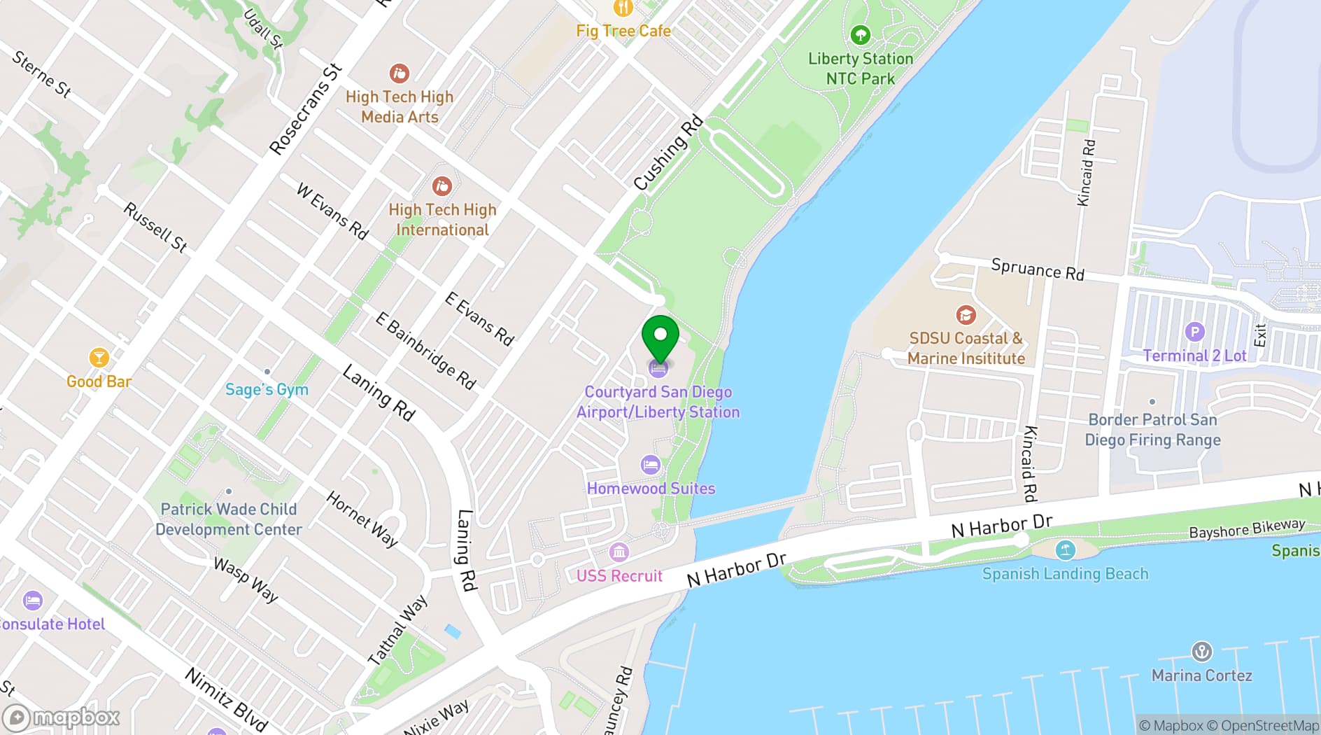 Map showing Courtyard San Diego Airport/Liberty Station