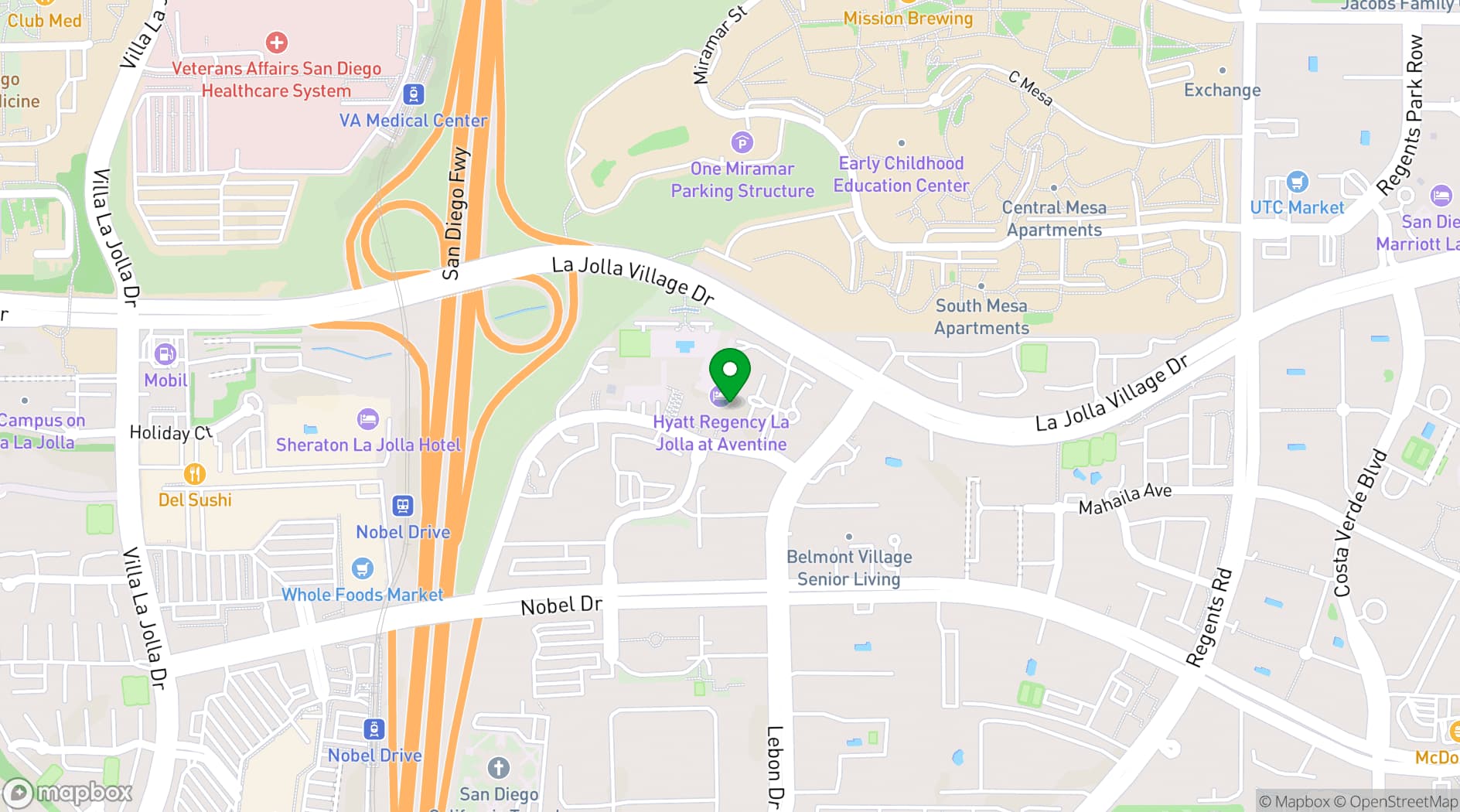 Map showing Hyatt Regency La Jolla