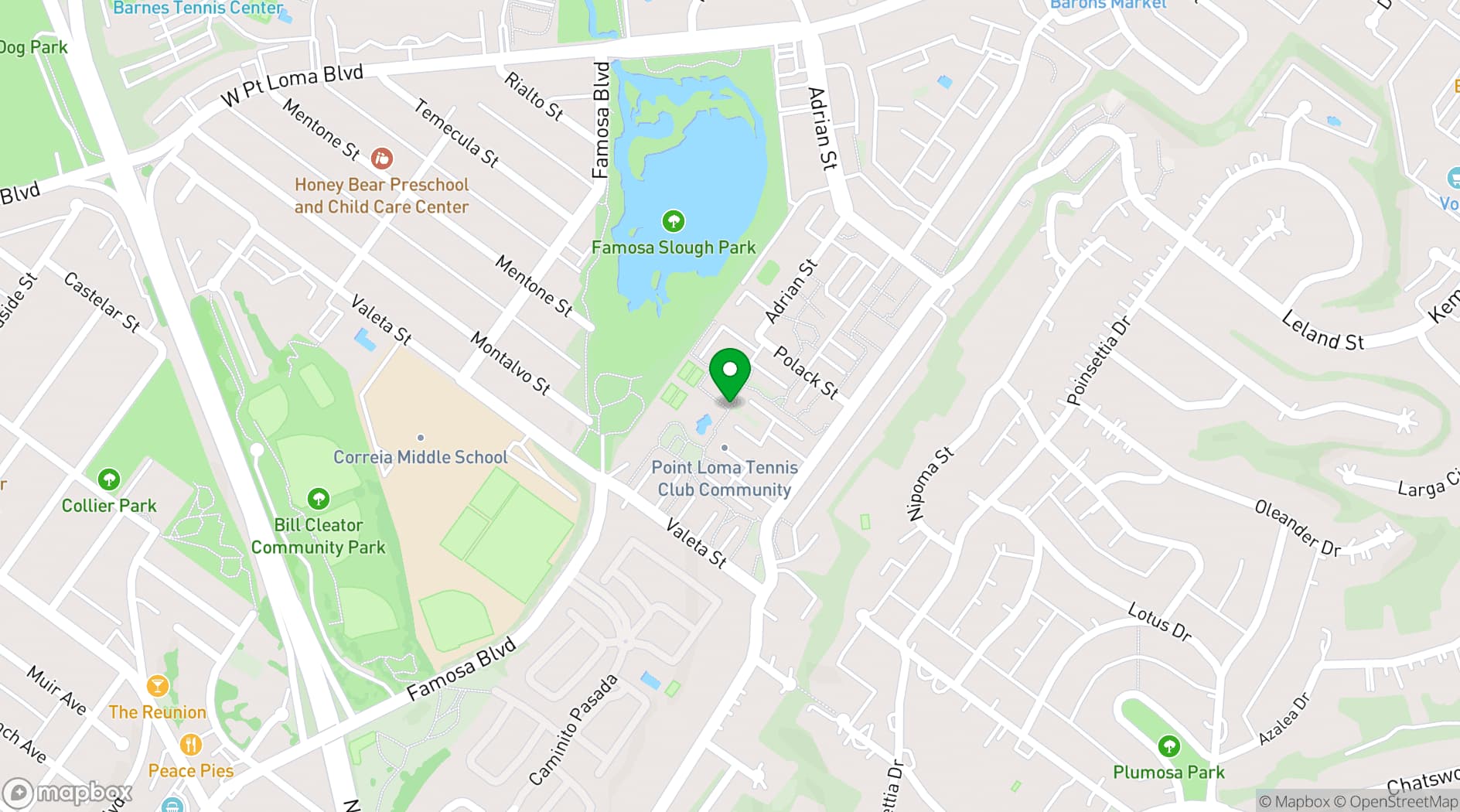 Map showing Point Loma Tennis Club