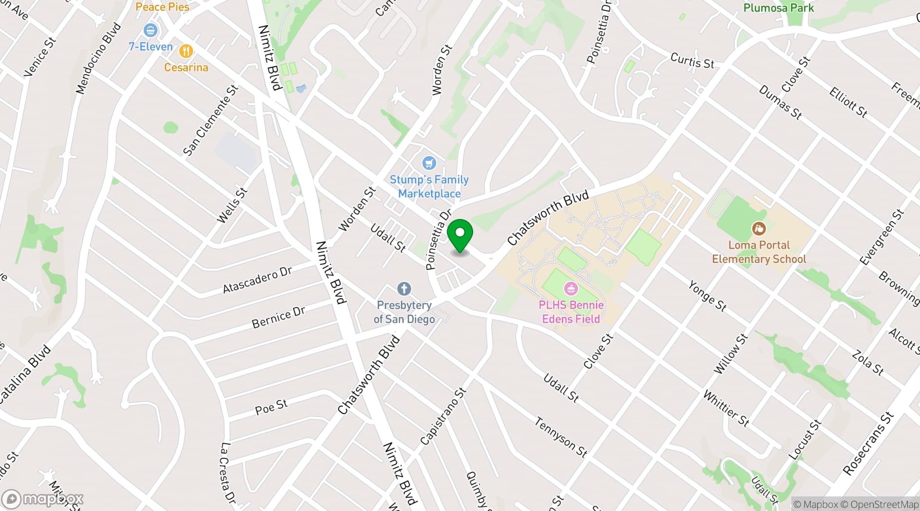 Map showing The Venetian Point Loma