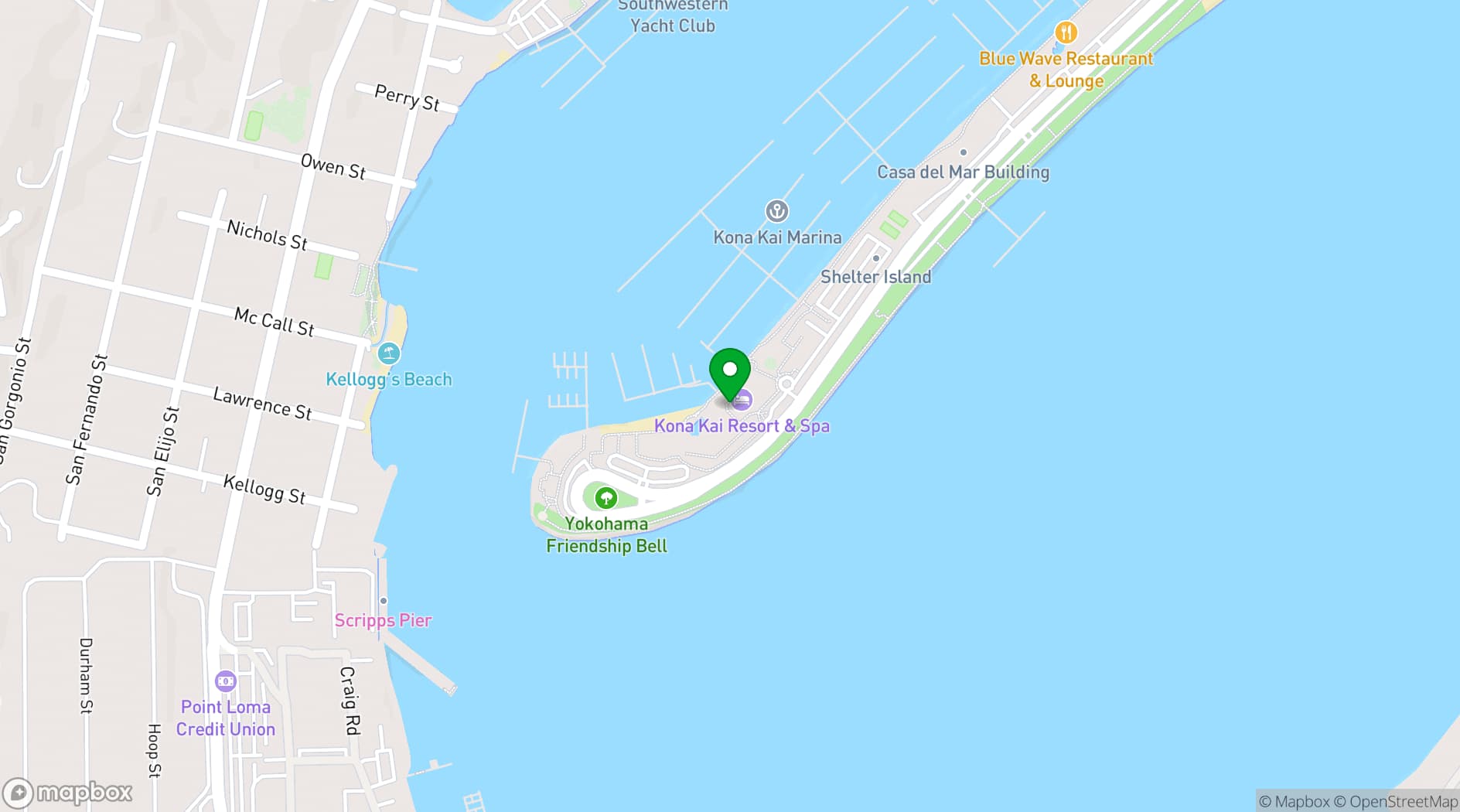 Map showing Kona Kai Resort & Spa