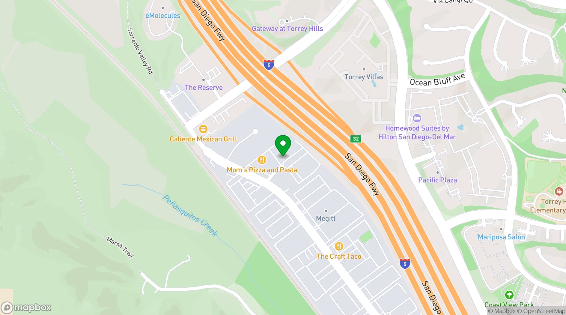 Map showing Del Mar Social