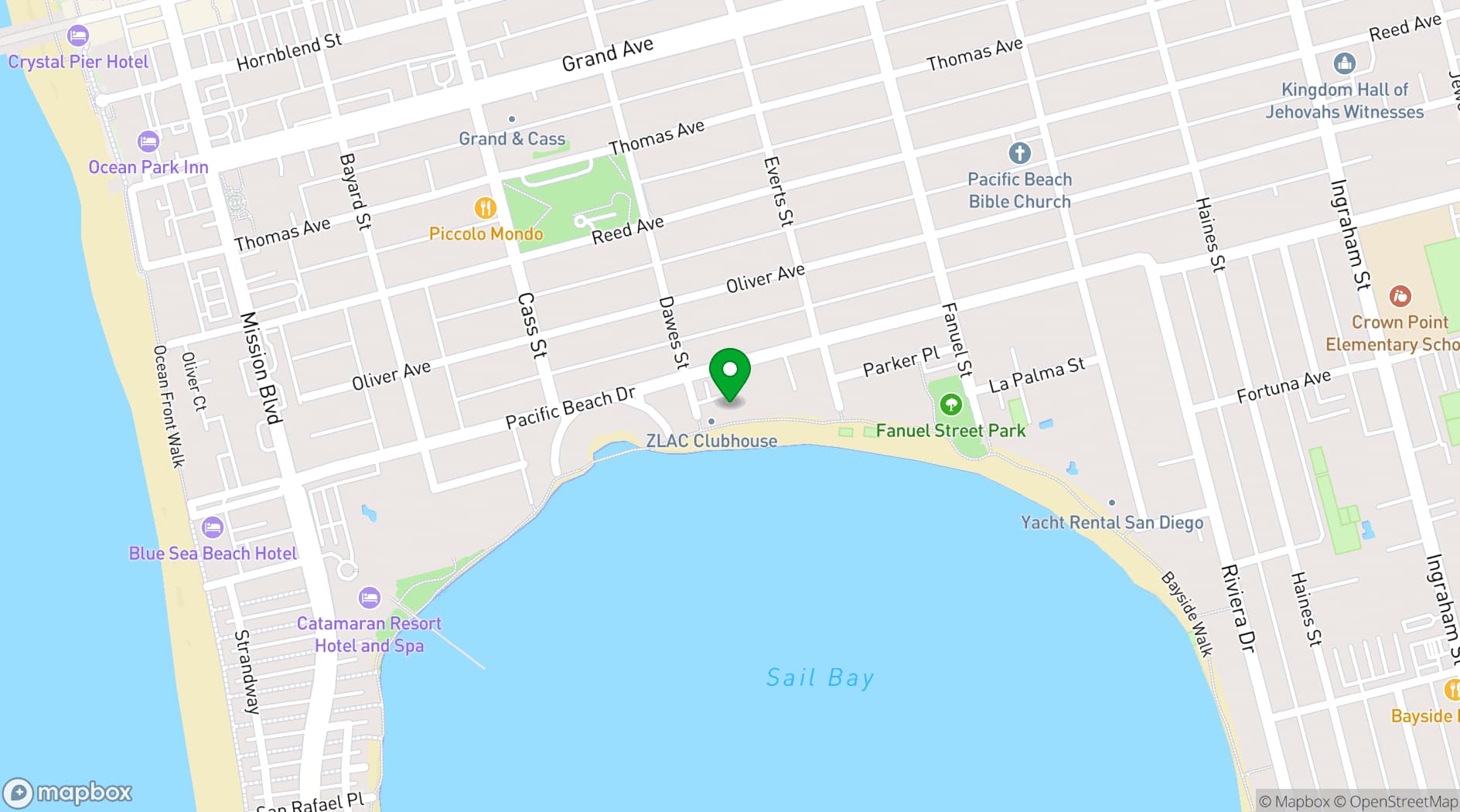 Map showing San Diego Rowing Club