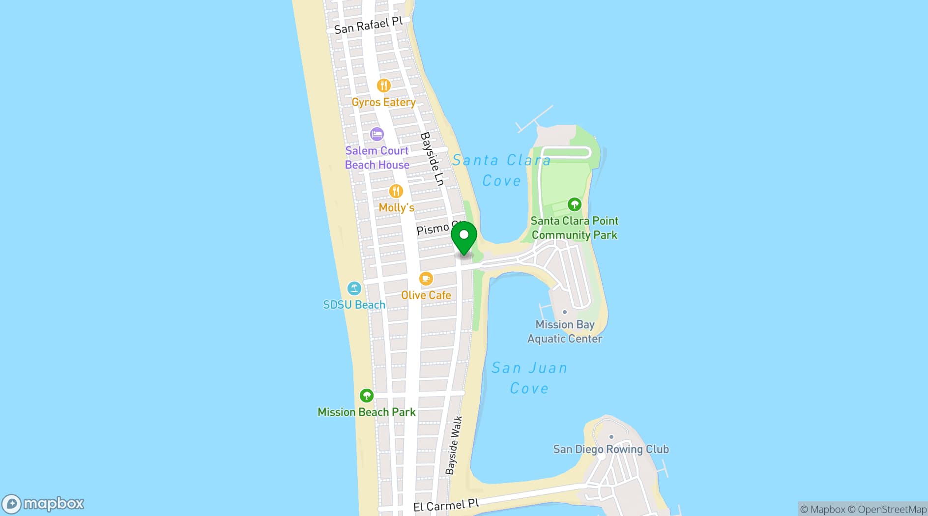 Map showing Mission Beach Women's Club