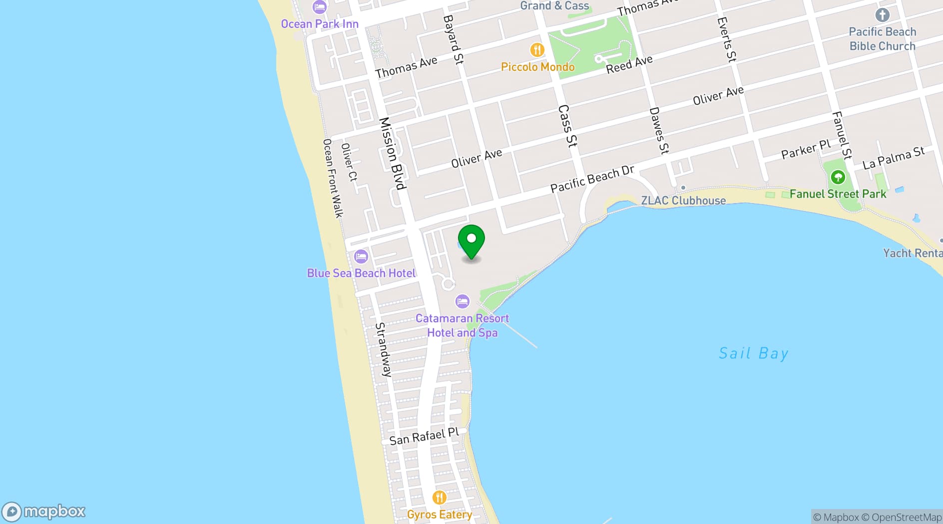 Map showing Bahia Resort Hotel