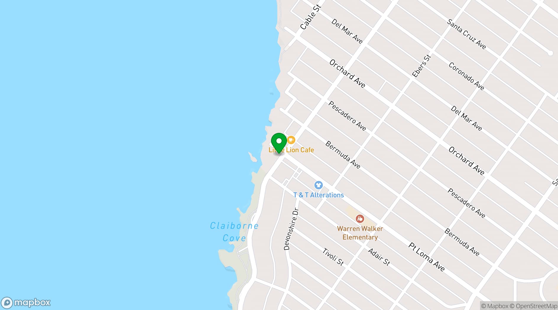 Map showing Inn at Sunset Cliffs