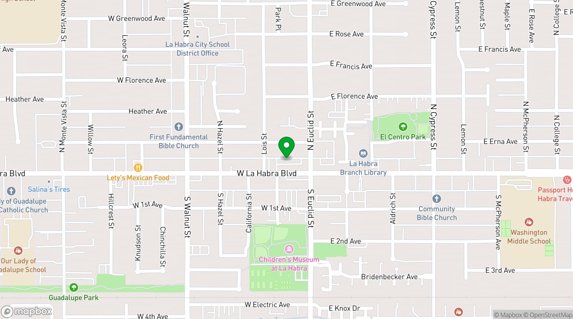 Map showing La Habra Community Center